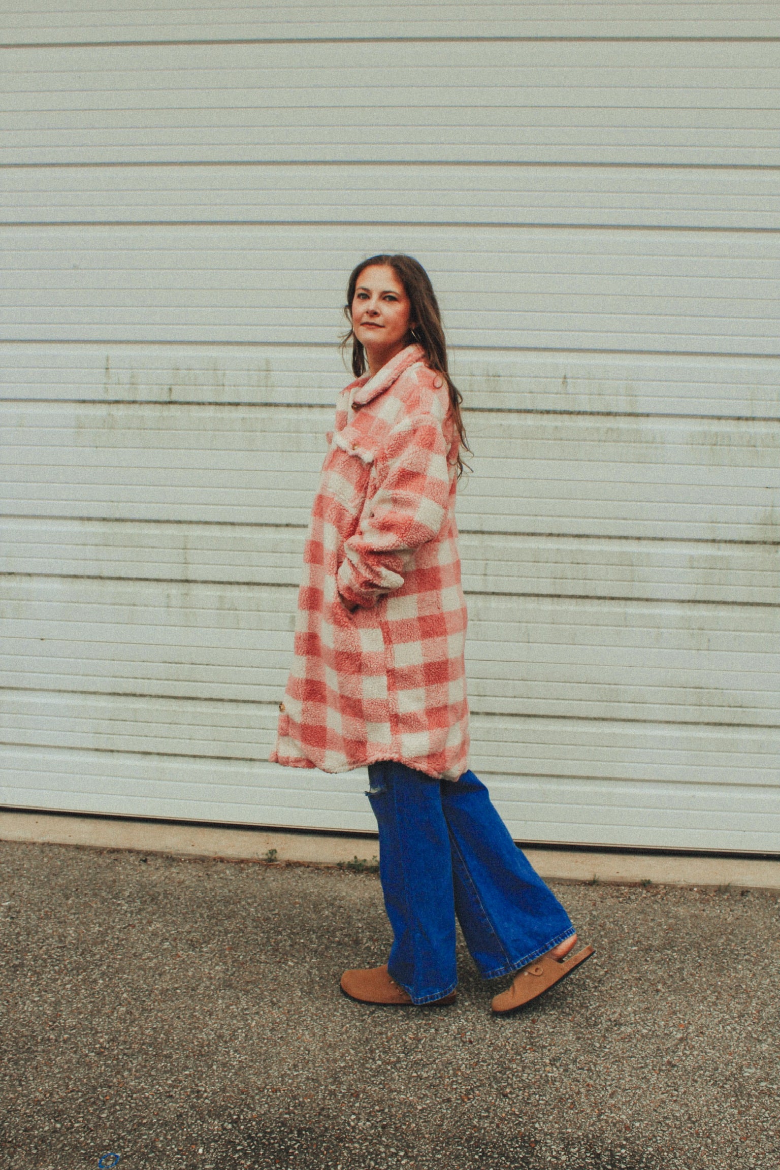 Pink Plaid Teddy Bear Coat