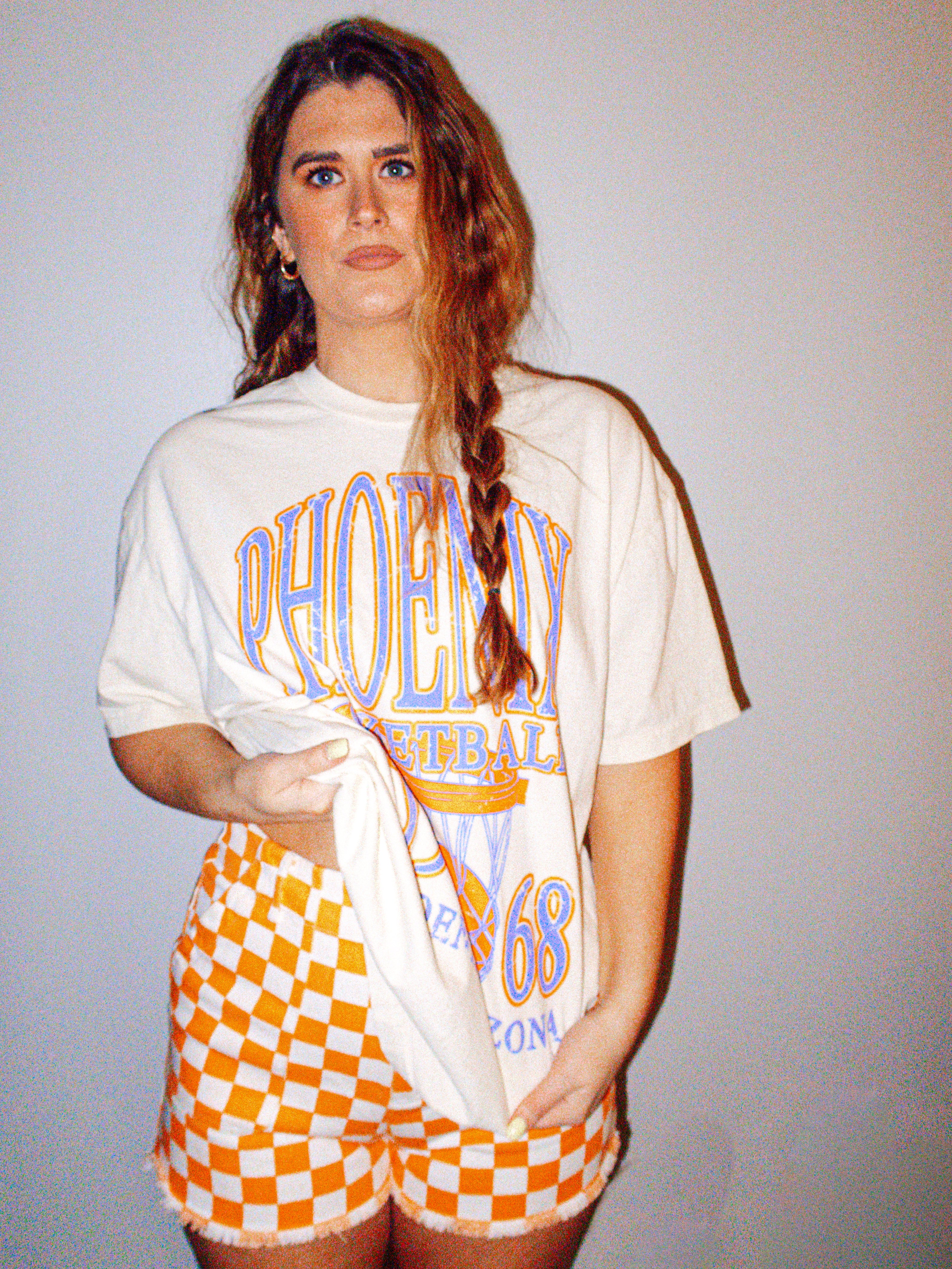 Checkered Vintage Denim Shorts