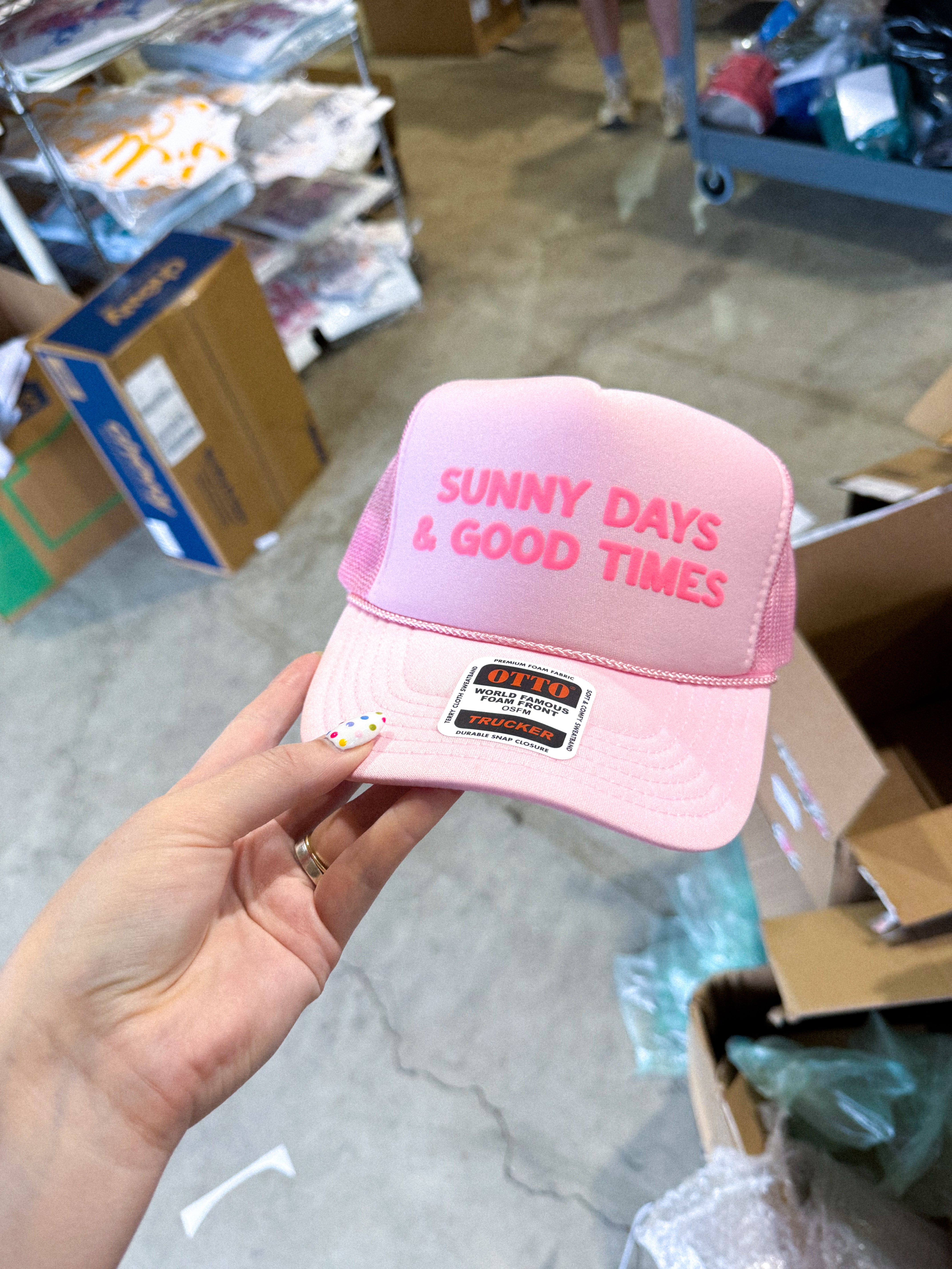 Sunny Days & Good Times, Pink Puff Summer Trucker Hat