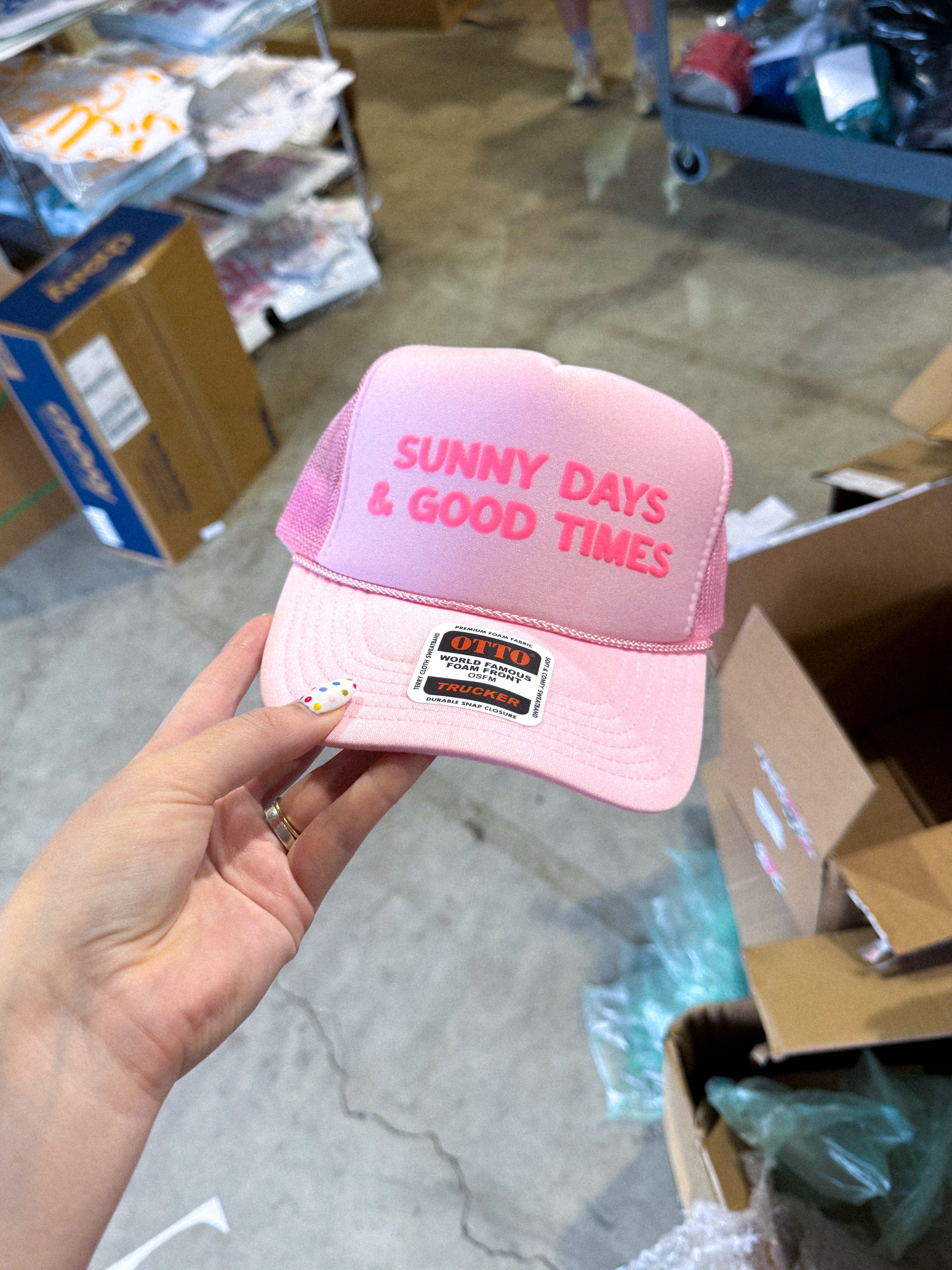 Sunny Days & Good Times, Pink Puff Summer Trucker Hat