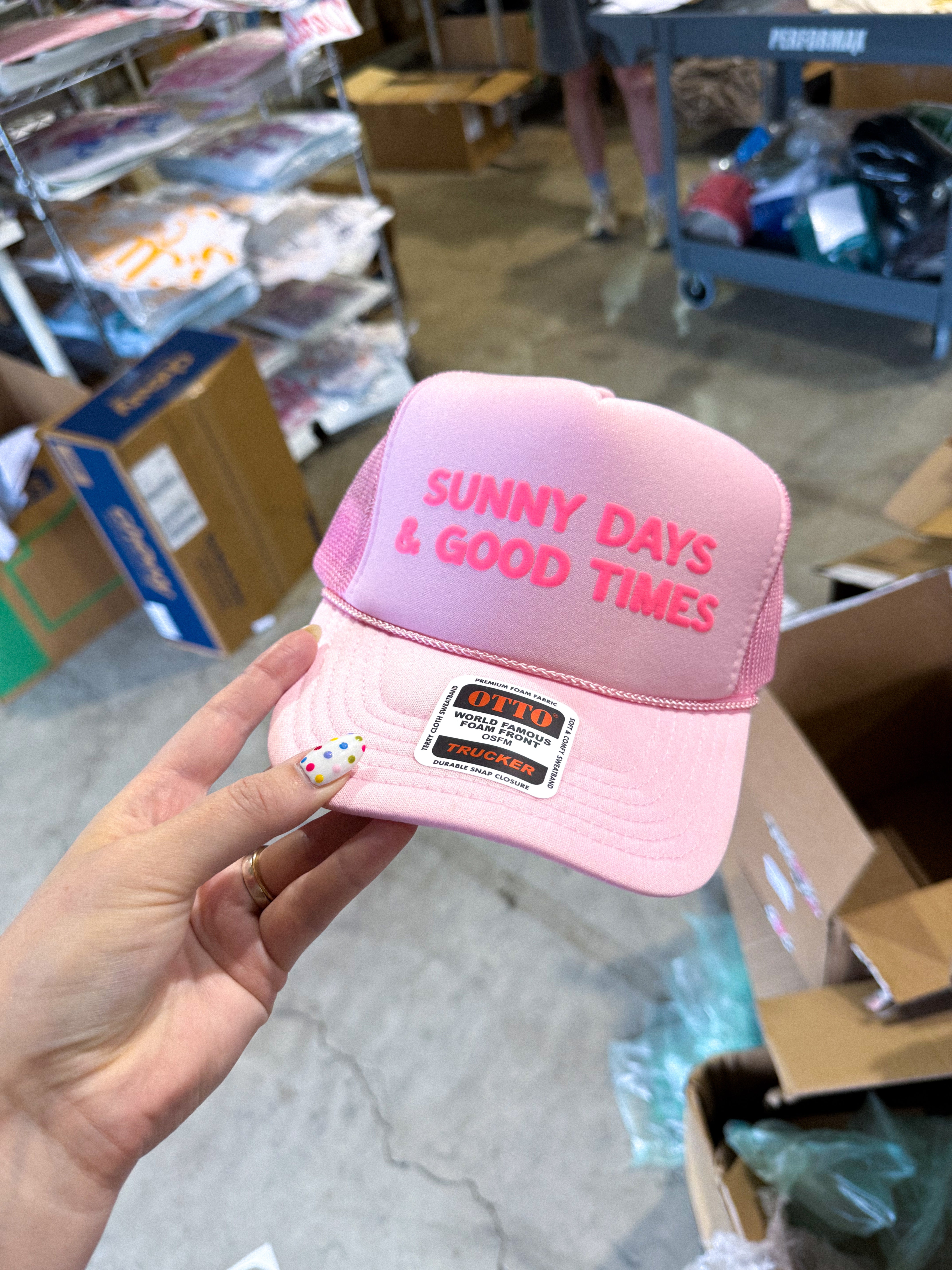 Sunny Days & Good Times, Pink Puff Summer Trucker Hat