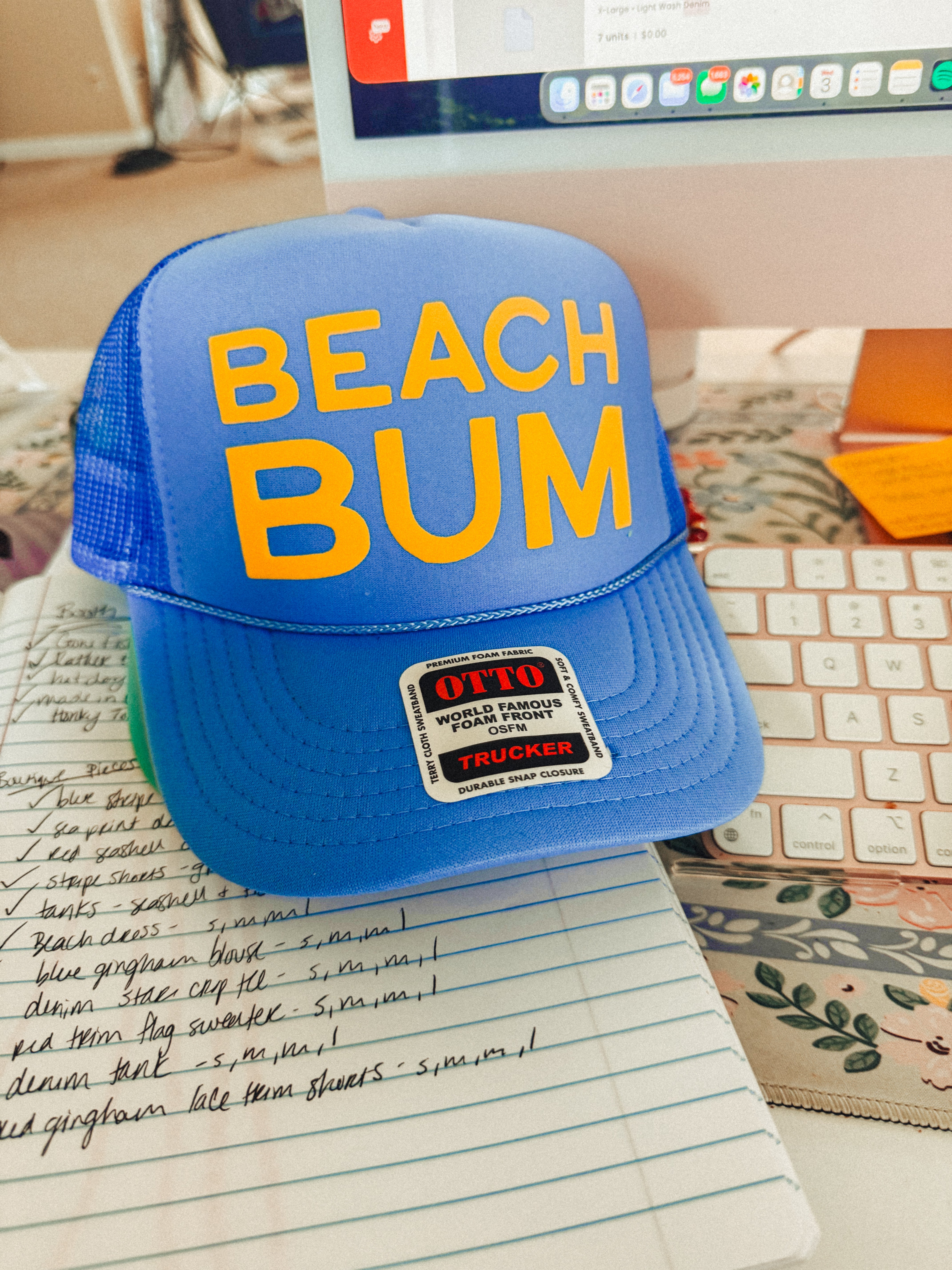 Beach Lake Bum, Gold Puff Summer Trucker Hat
