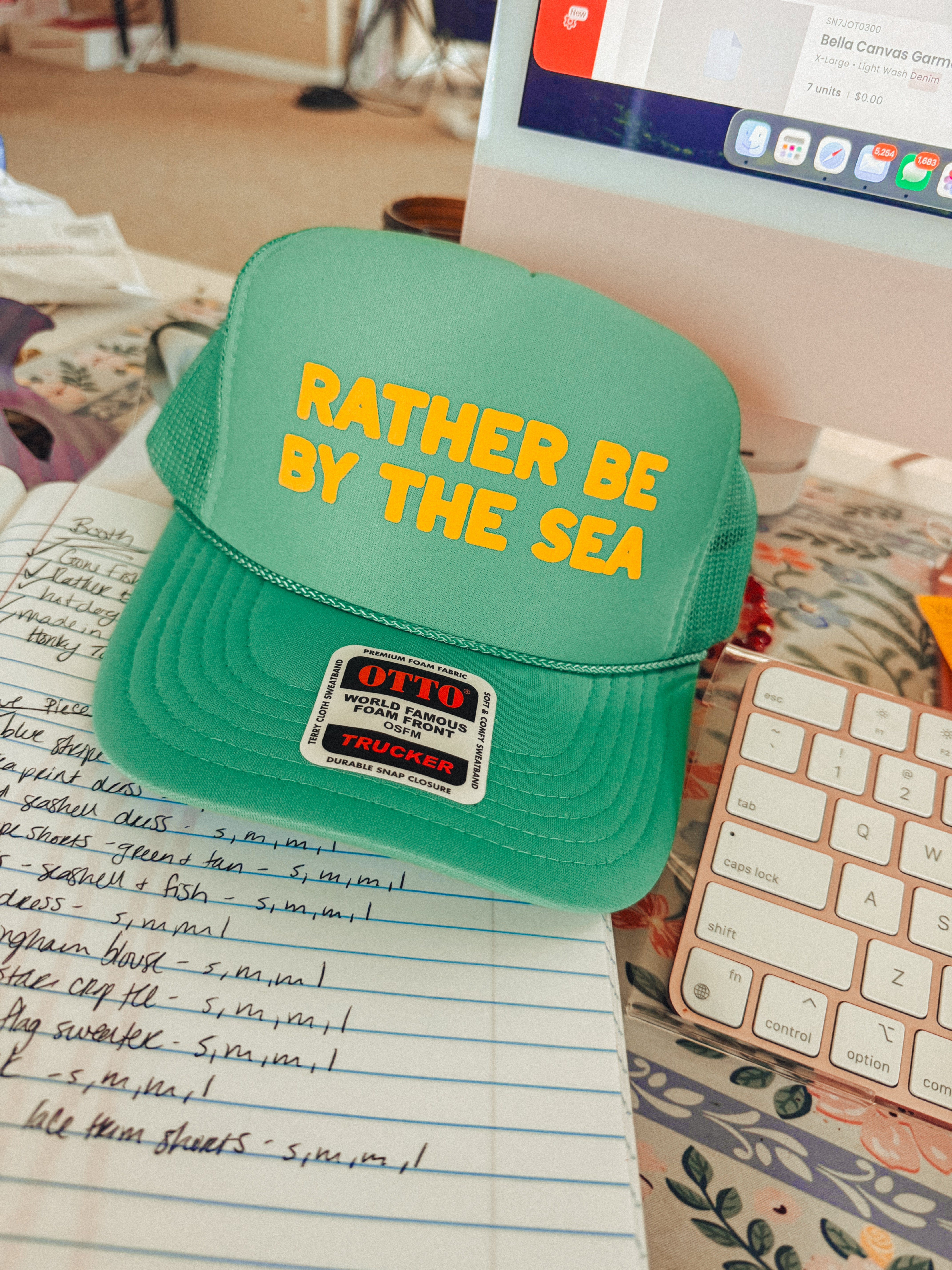 Rather Be By the Sea, Gold Puff Summer Trucker Hat