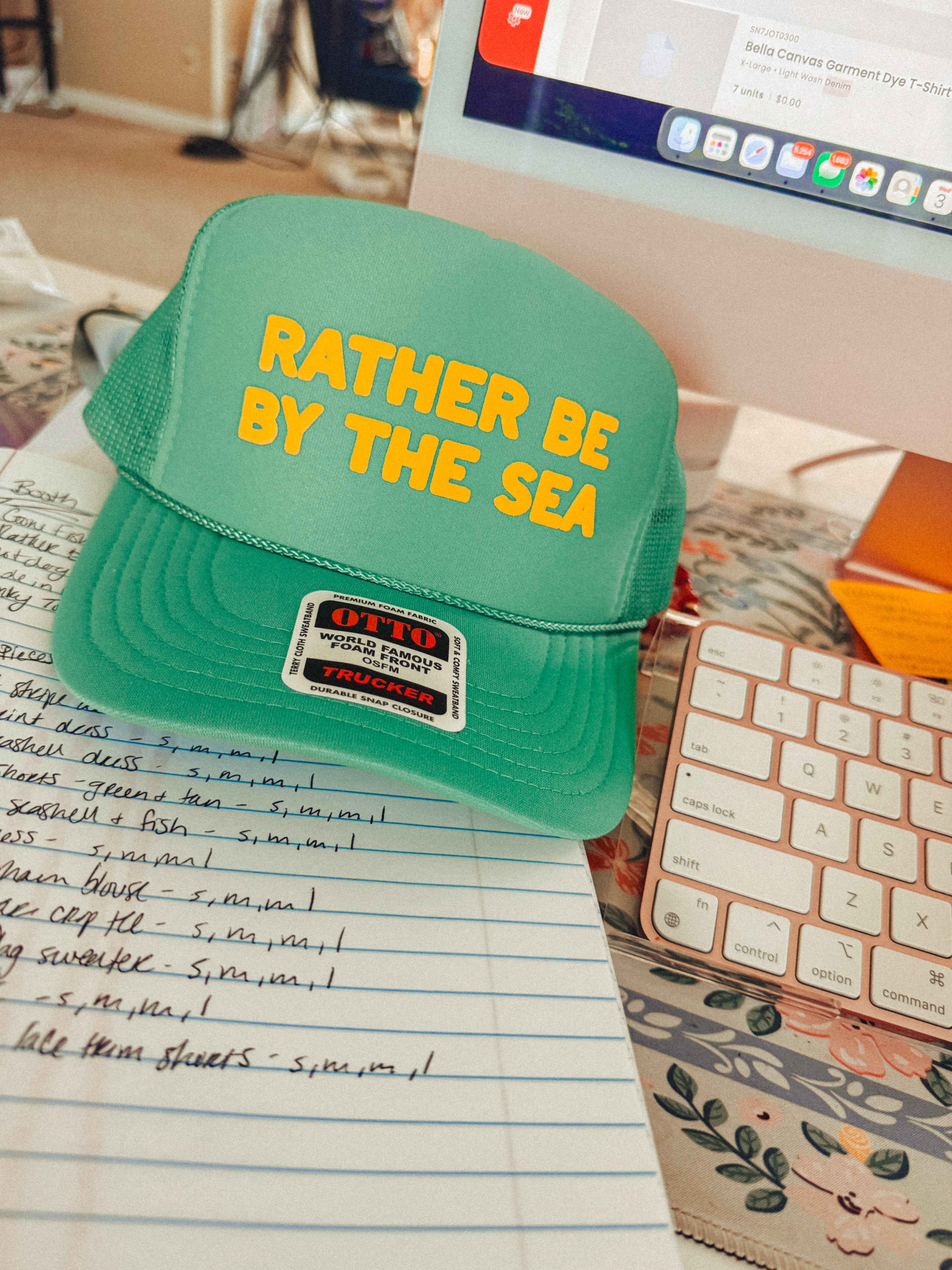 Rather Be By the Sea, Gold Puff Summer Trucker Hat