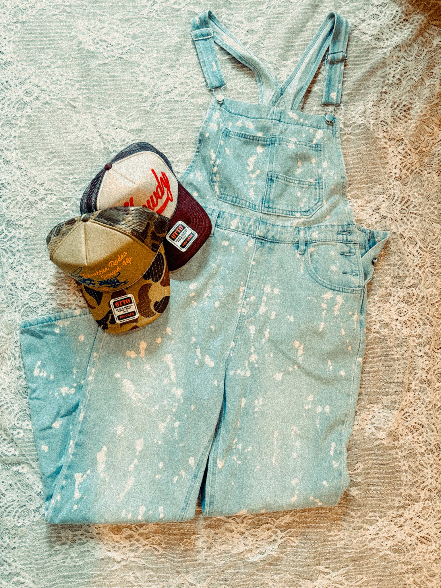Retro Paint Splashed Long Overalls