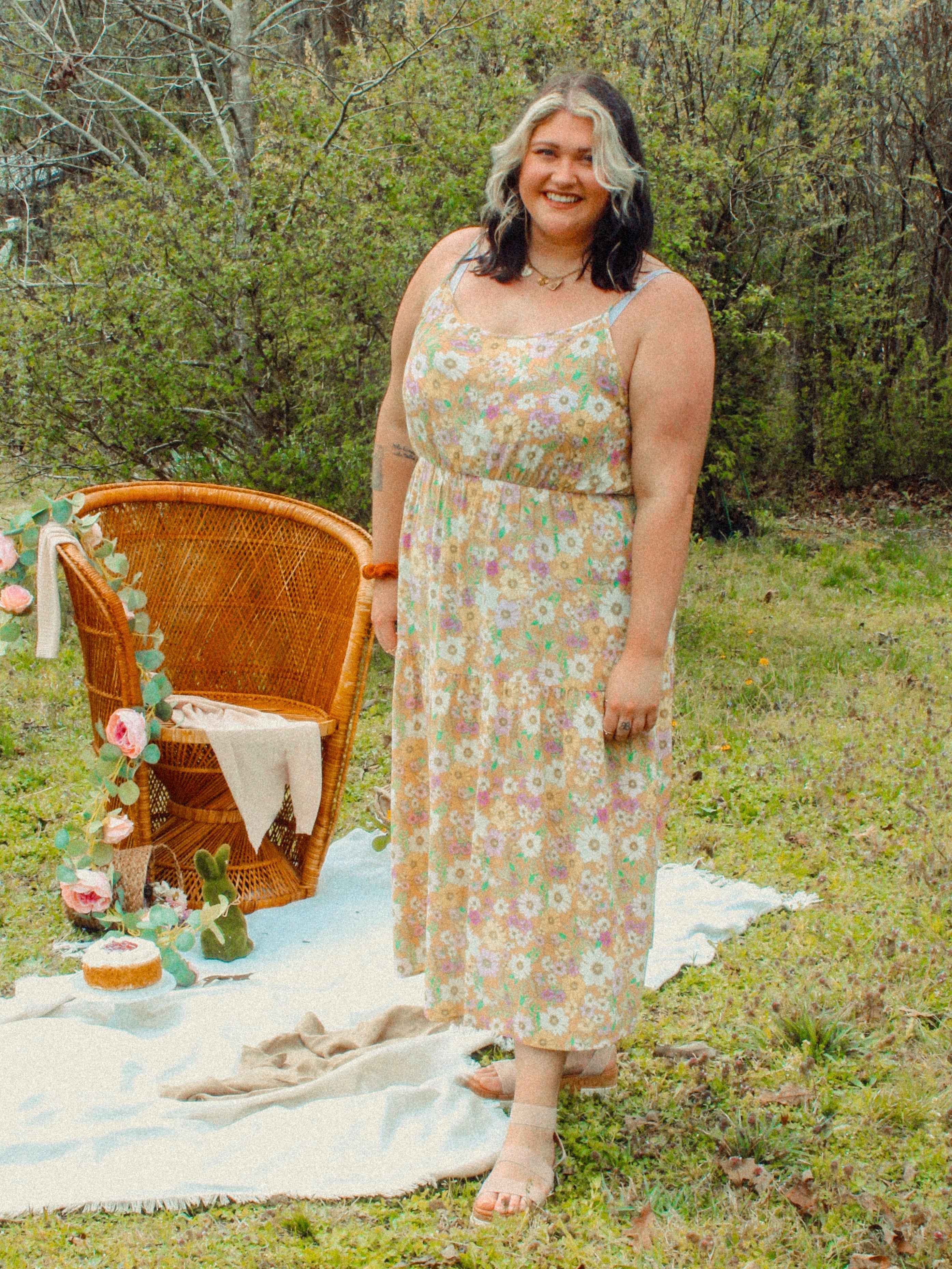 Apricot Floral Maxi Dress | Curvy