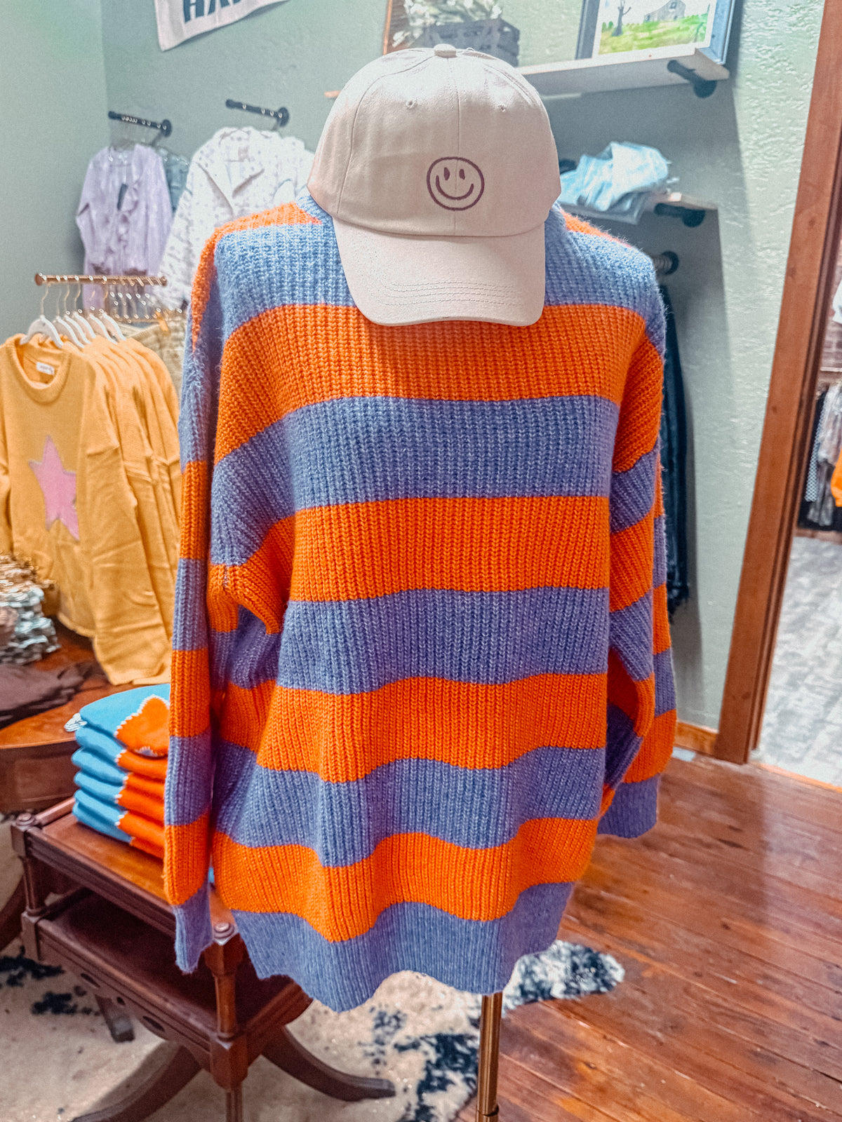 Purple & Orange Striped Sweater