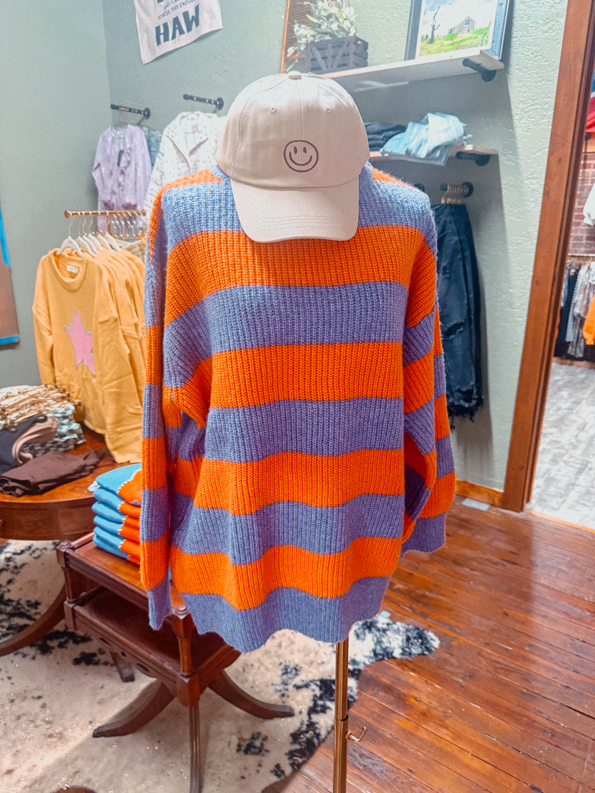 Purple & Orange Striped Sweater