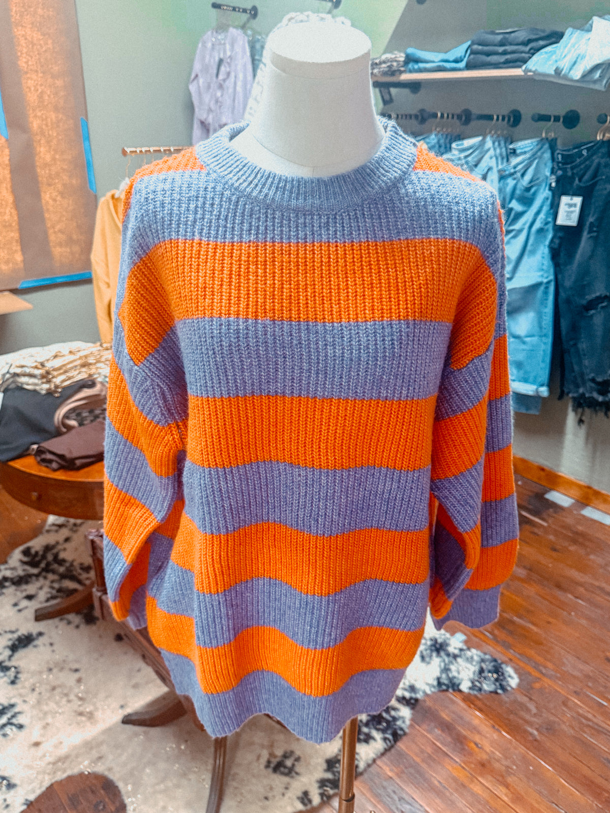 Purple & Orange Striped Sweater