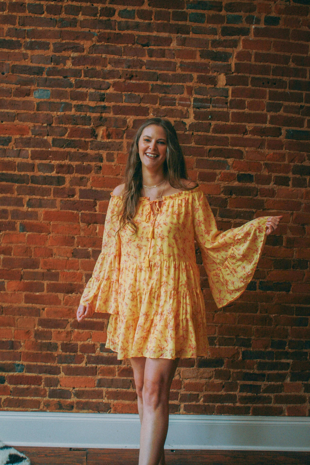 70's Floral Off The Shoulder Dress