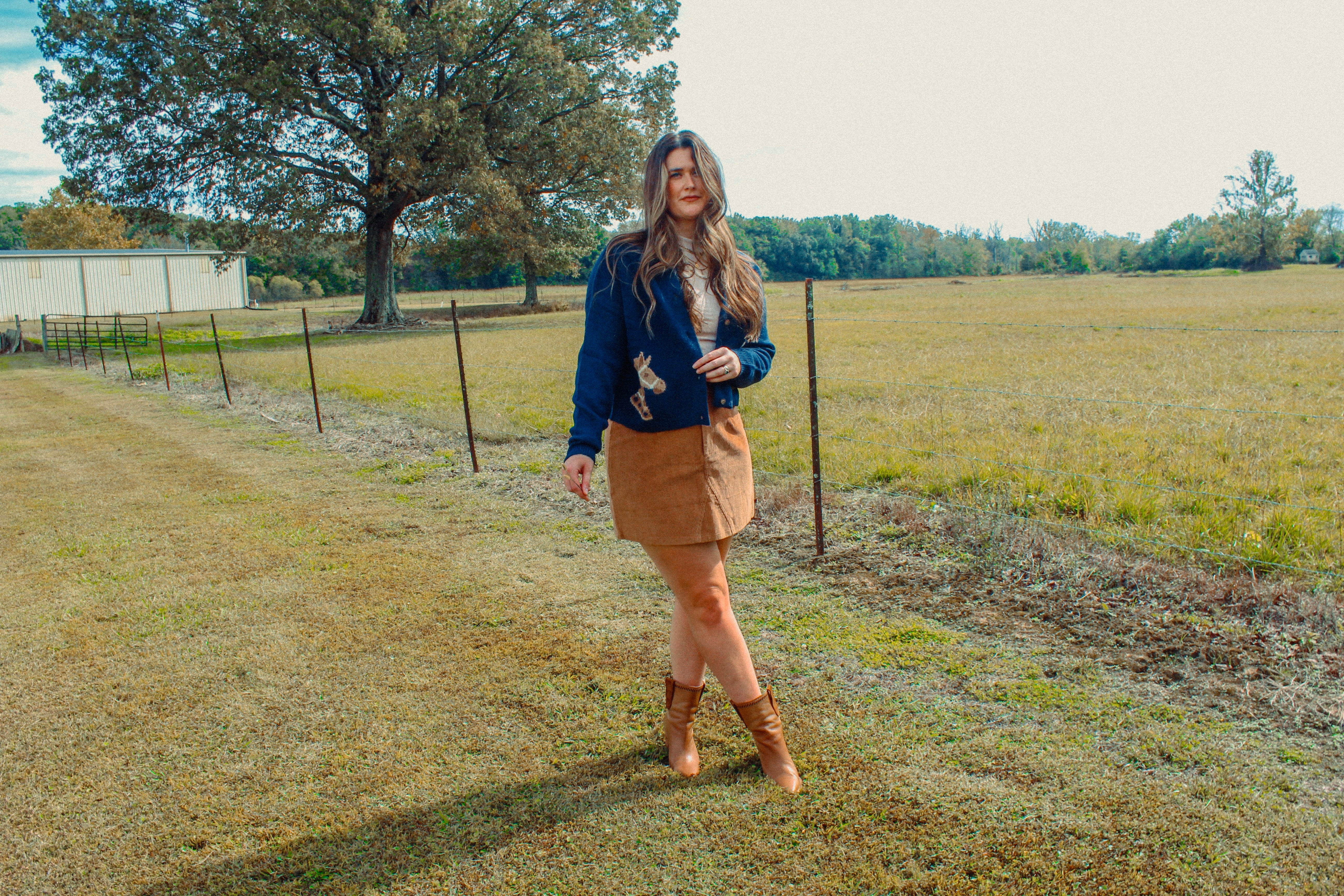 Navy Horse Button Front Cardigan