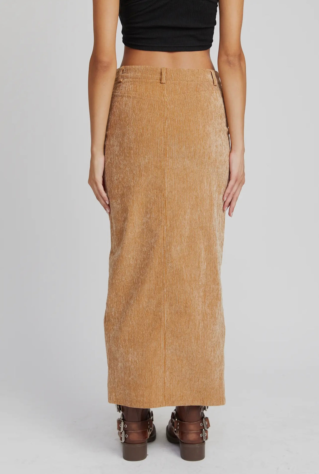 Claire Corduroy Midi Skirt with Front Slit