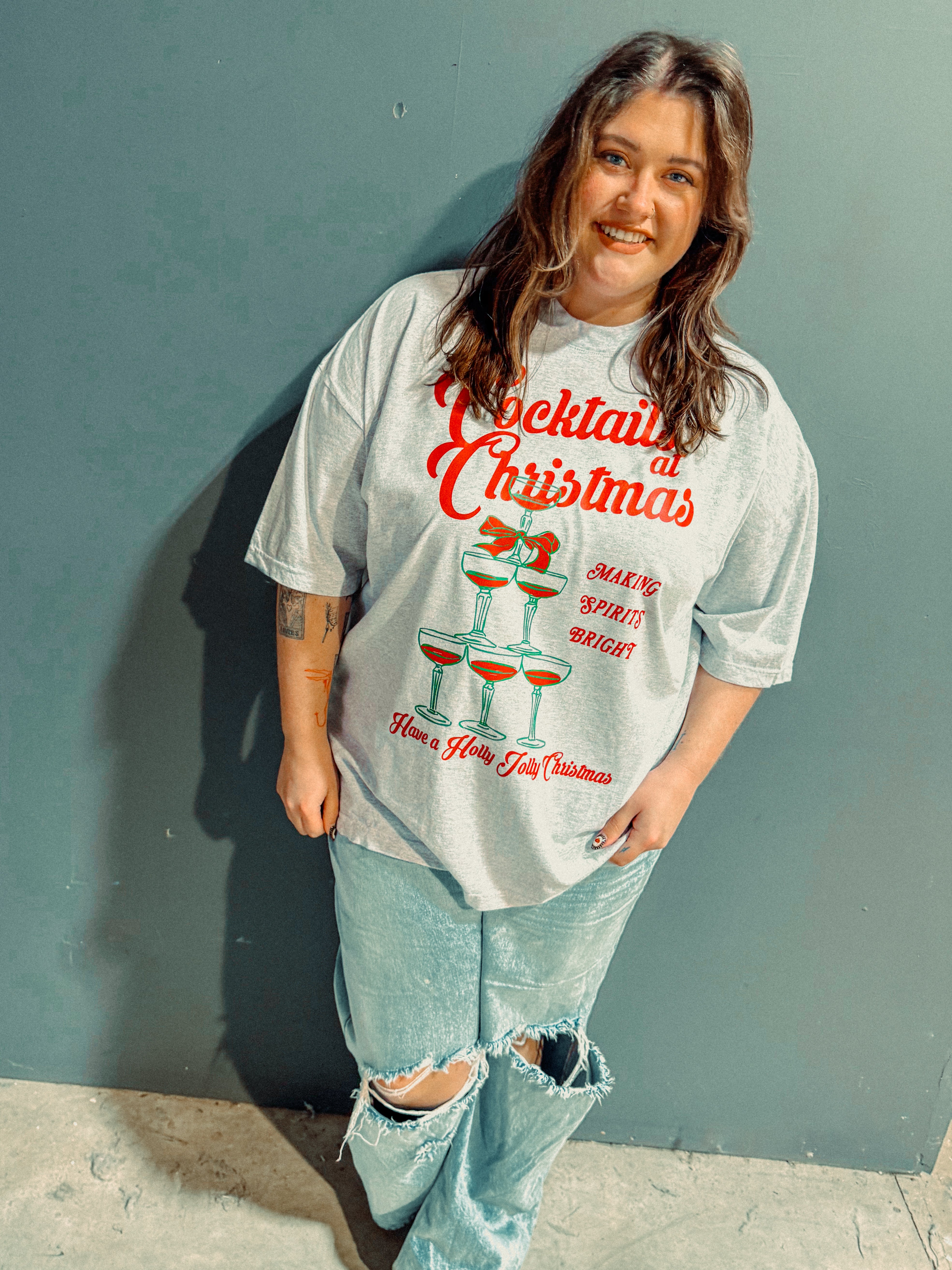 Underground Original Design: Cocktails at Christmas, Champagne Boxy Cotton T-Shirt