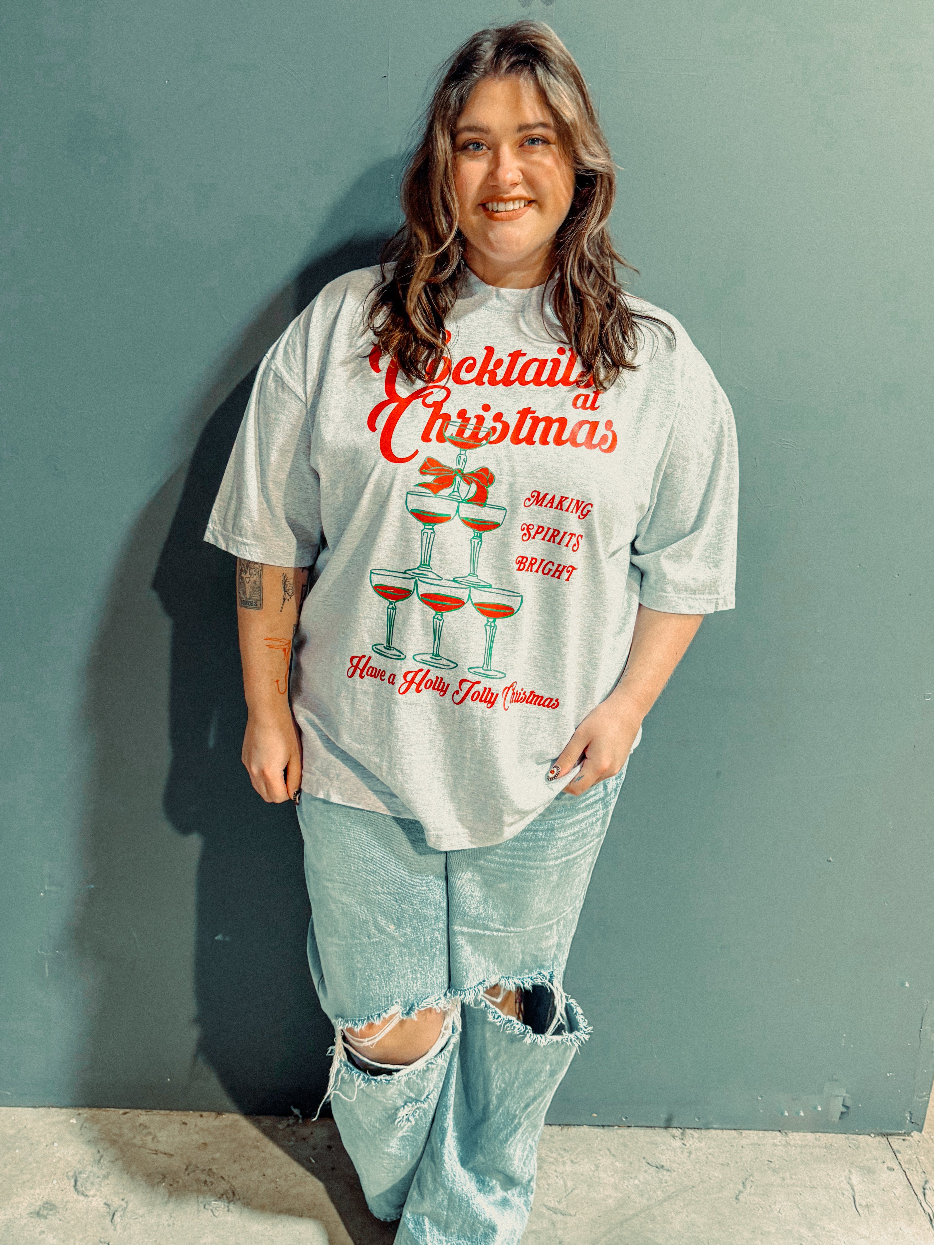 Underground Original Design: Cocktails at Christmas, Champagne Boxy Cotton T-Shirt