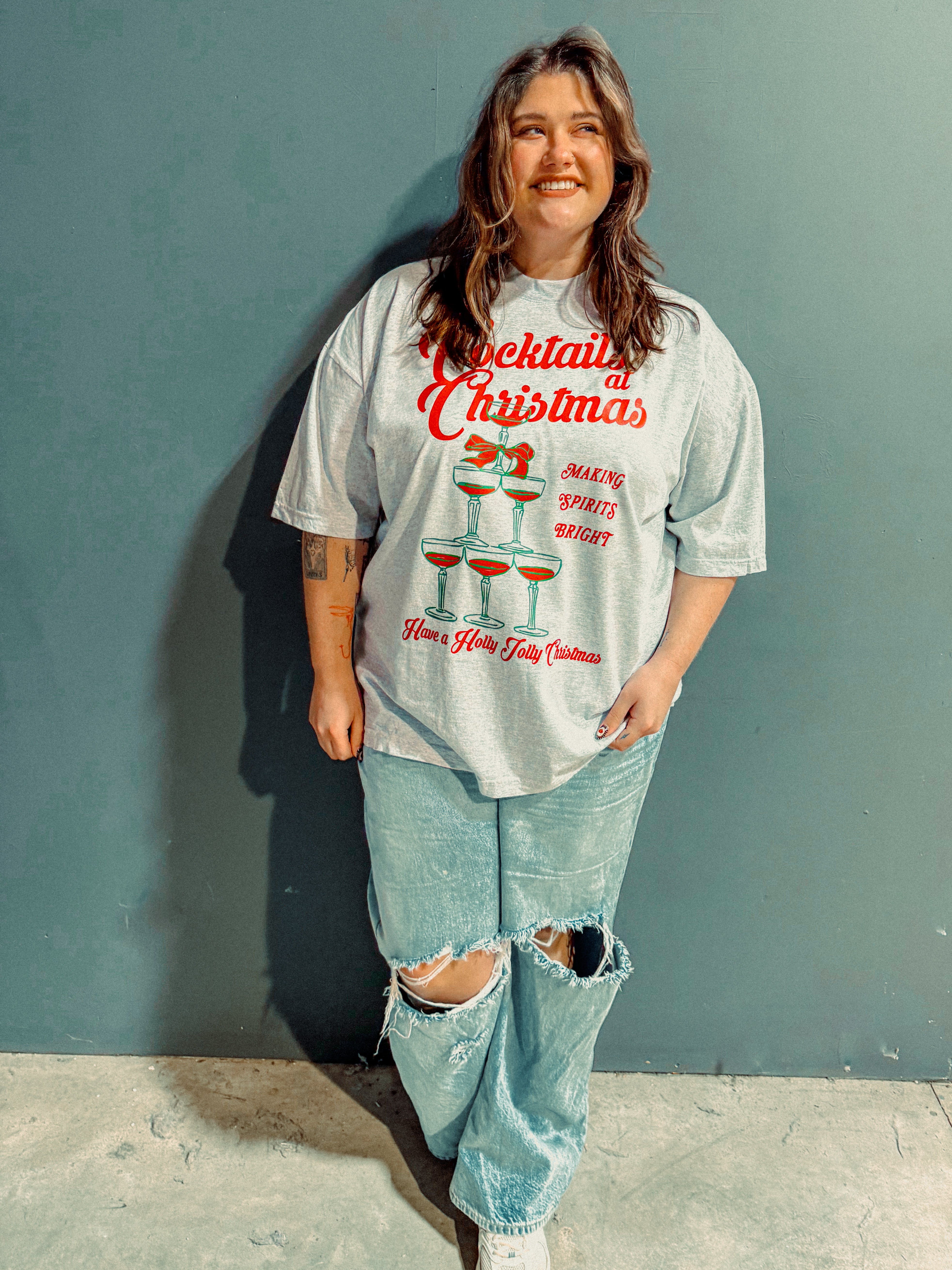 Underground Original Design: Cocktails at Christmas, Champagne Boxy Cotton T-Shirt