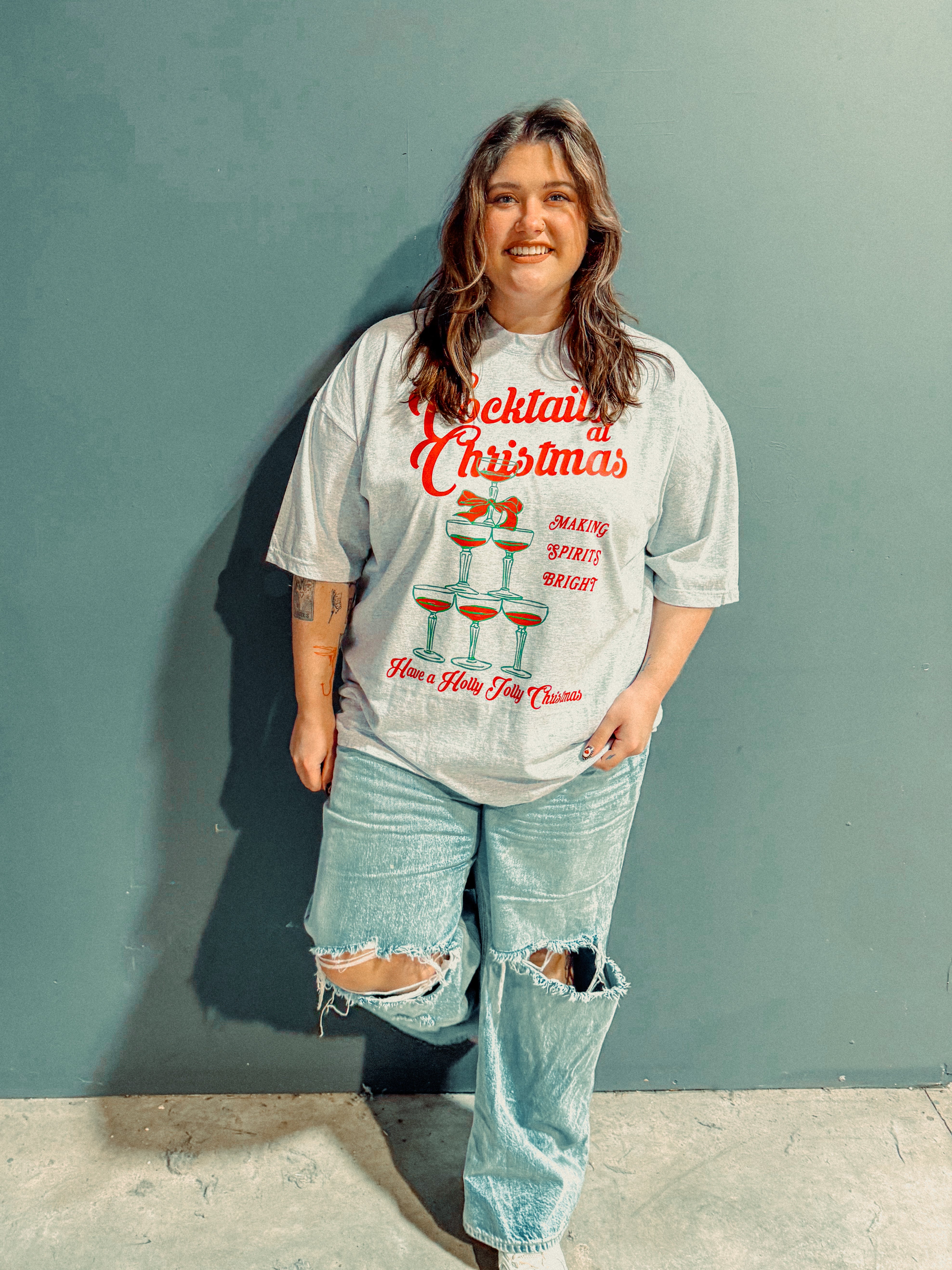 Underground Original Design: Cocktails at Christmas, Champagne Boxy Cotton T-Shirt