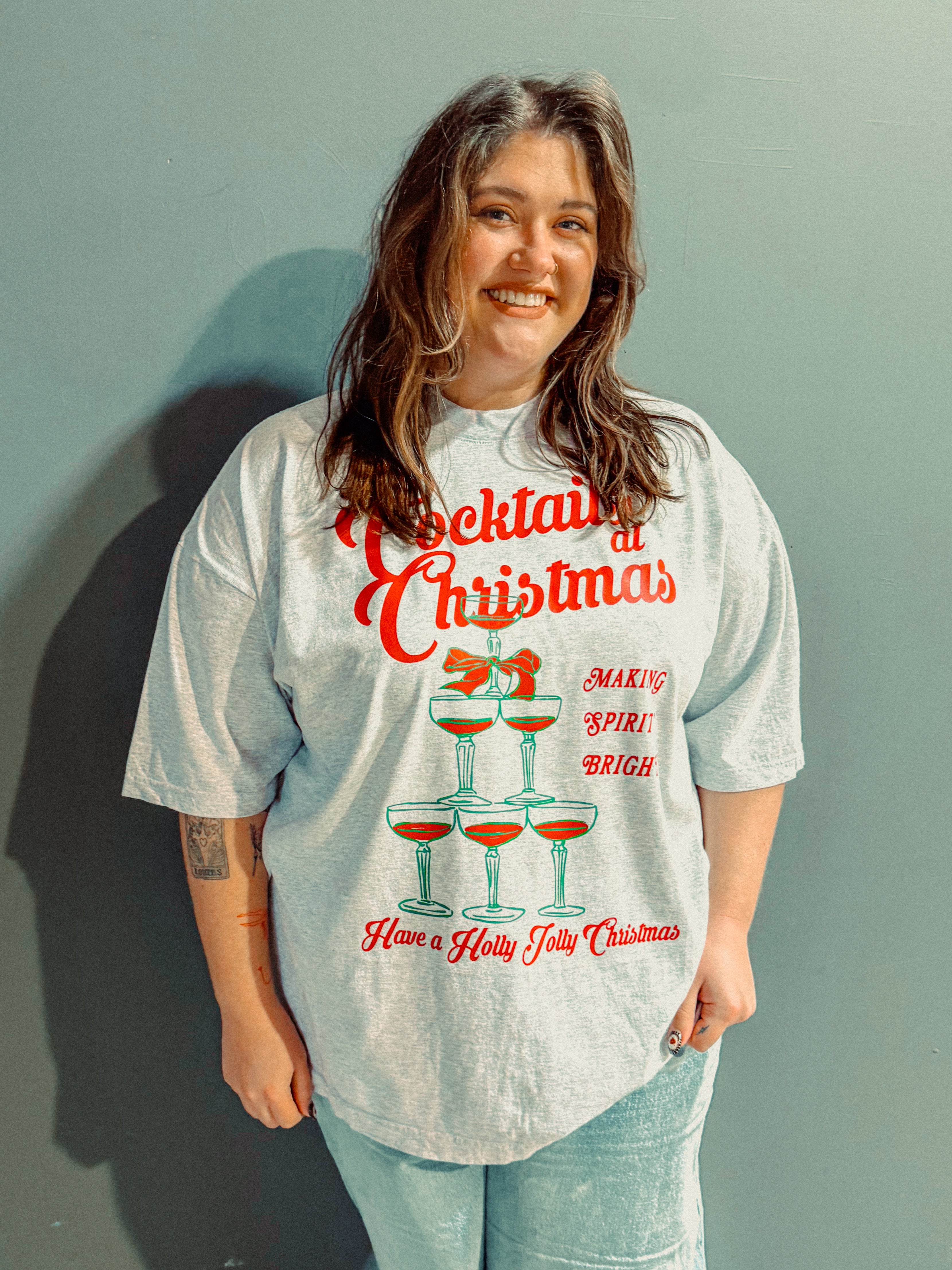 Underground Original Design: Cocktails at Christmas, Champagne Boxy Cotton T-Shirt