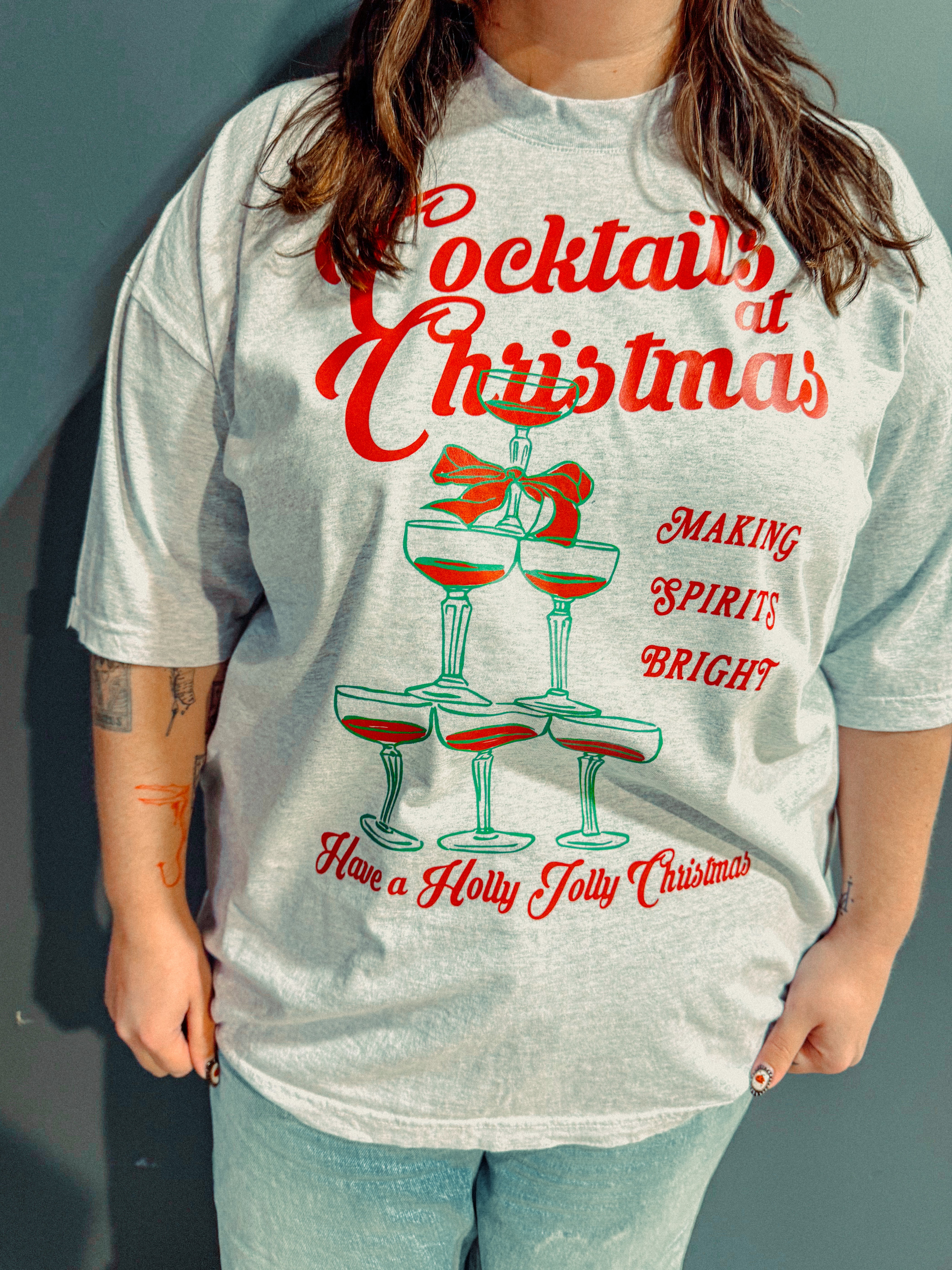Underground Original Design: Cocktails at Christmas, Champagne Boxy Cotton T-Shirt