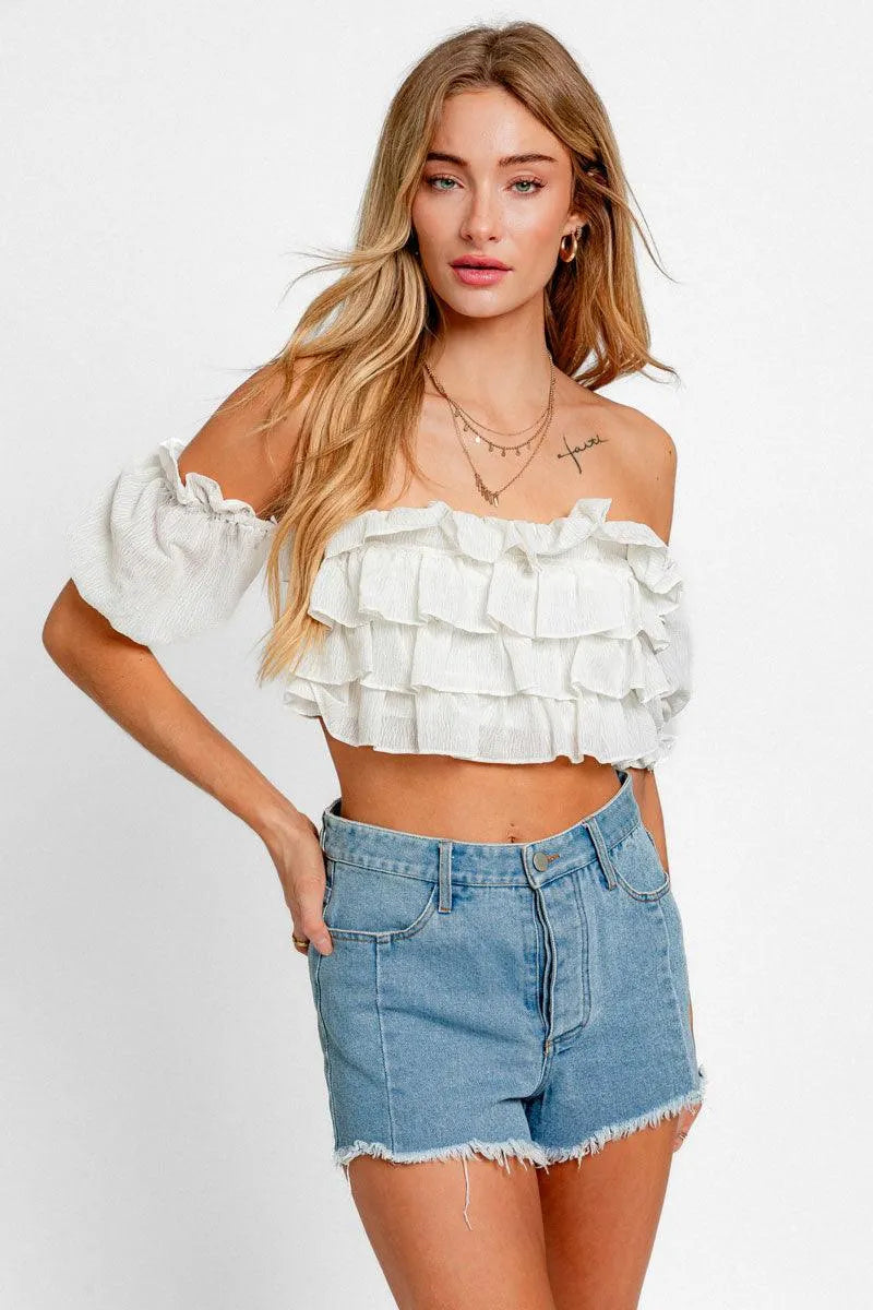 Ruffle Detail Cropped Blouse