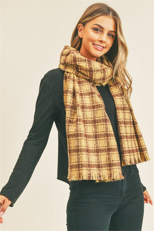 Oversized Brown Plaid Scarf