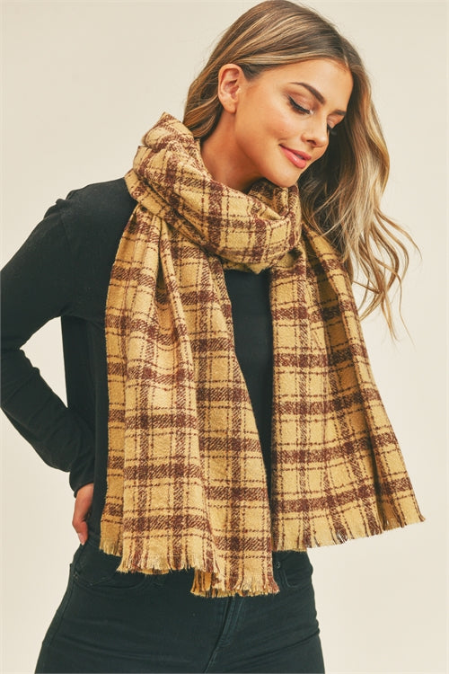 Oversized Brown Plaid Scarf