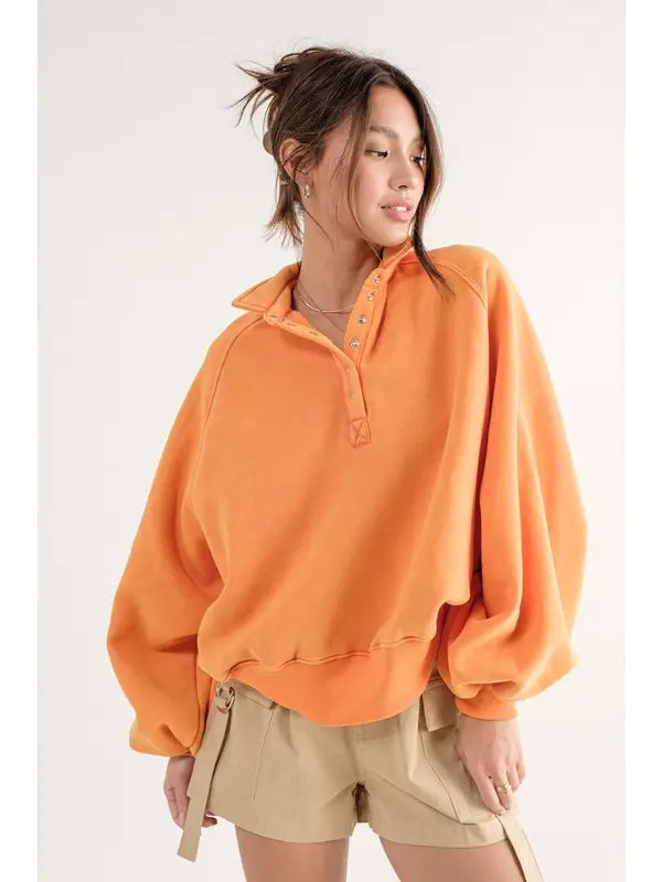 GBO Oversized Henley Pullover