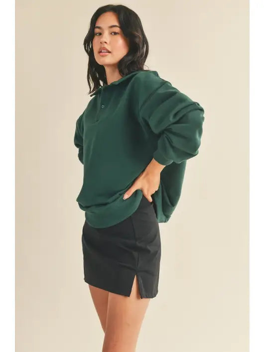 Oversized Cozy Polo Pullover