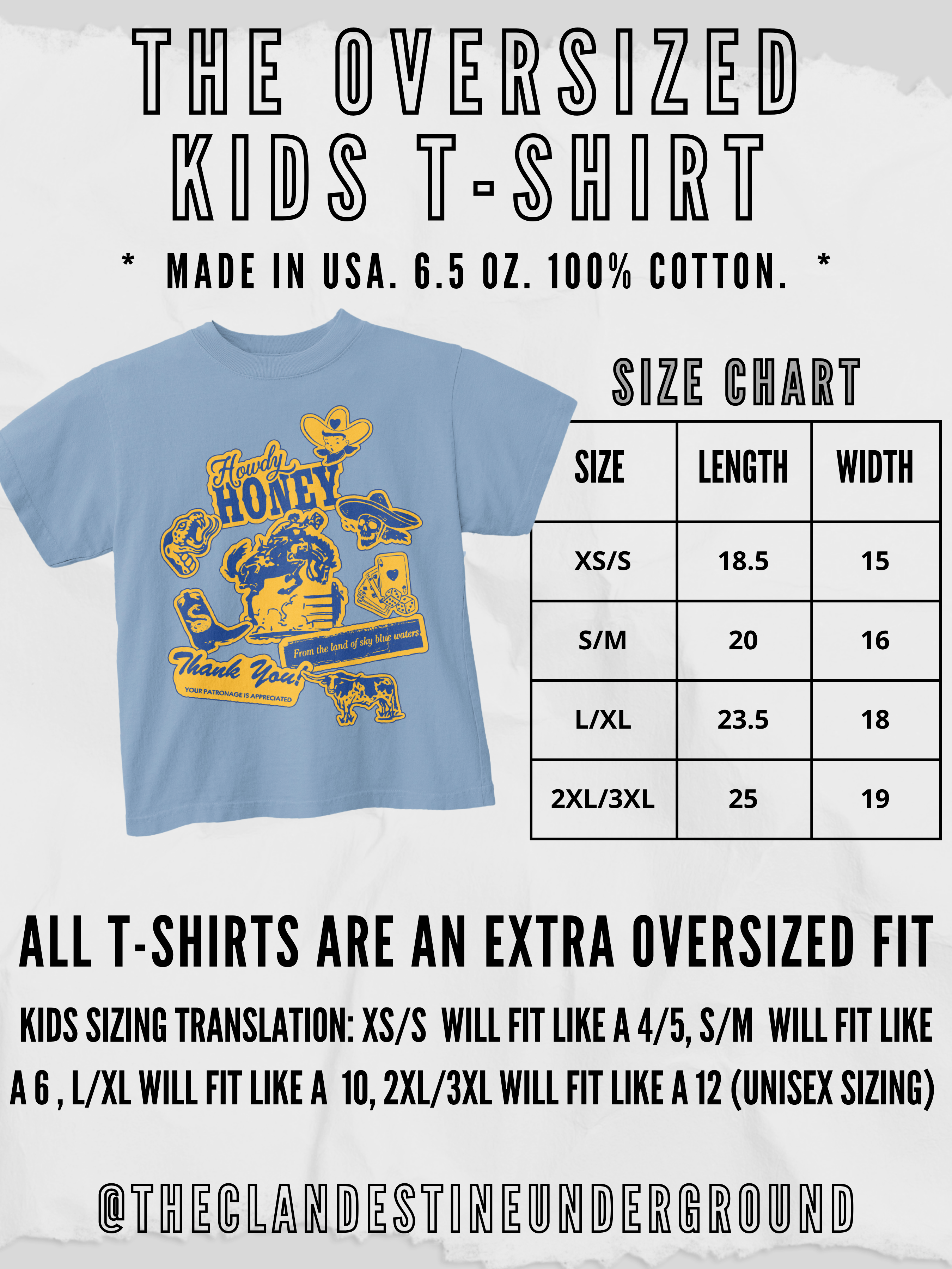 Underground Original Design: * KIDS * The Tee Time Social Club Oversized Kids T-Shirt