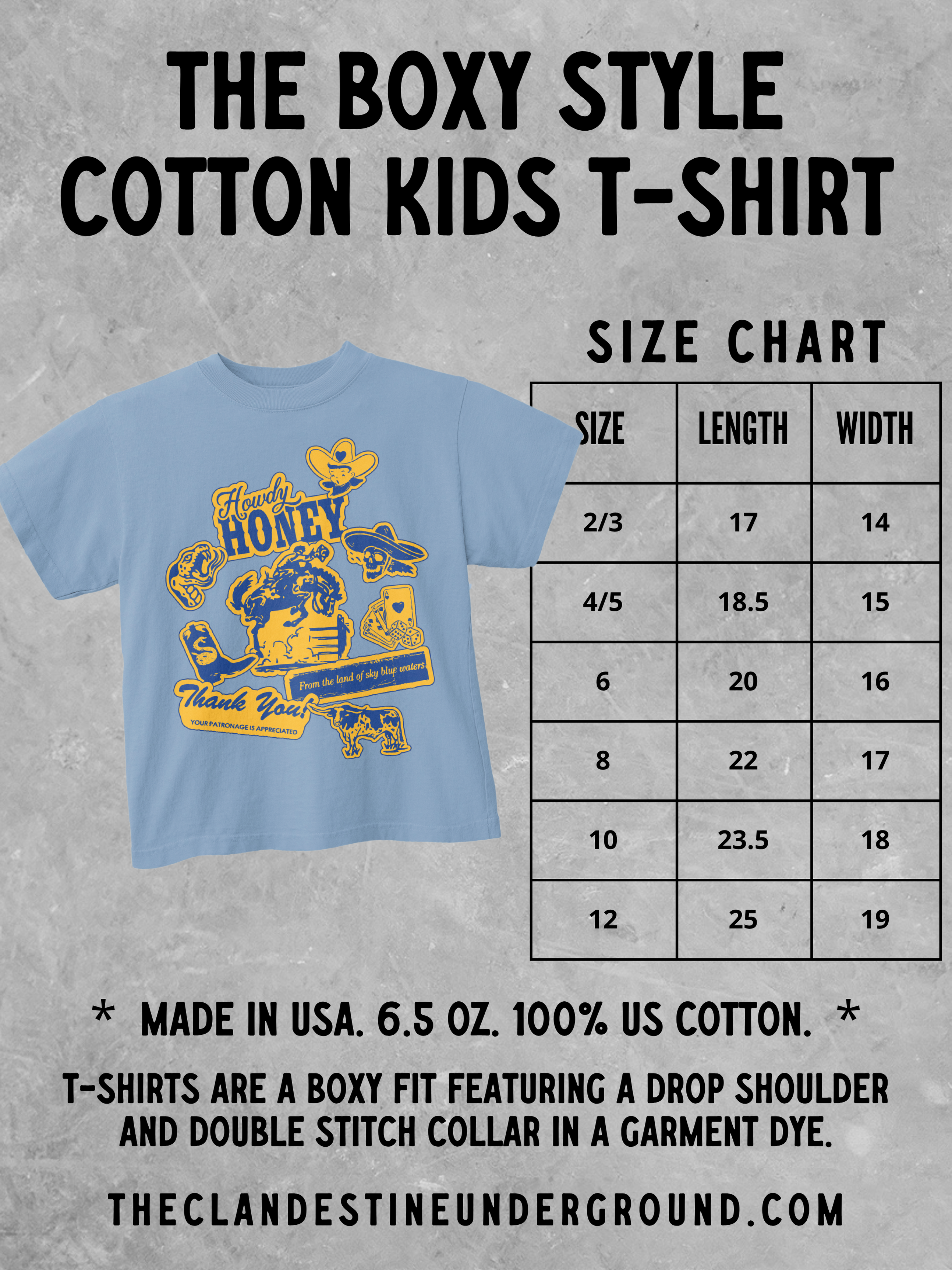 Underground Original Design: * KIDS * Tennessee Rodeo Round-Up Boxy Cotton Kids T-Shirt