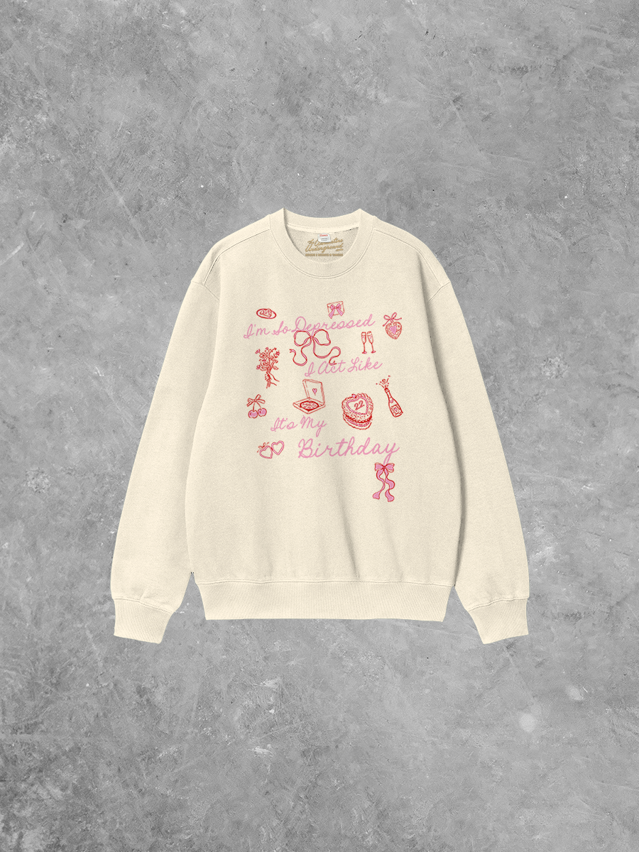 Underground Original Design: Act Like It's My Birthday, Icons Boxy Cotton Sweatshirt