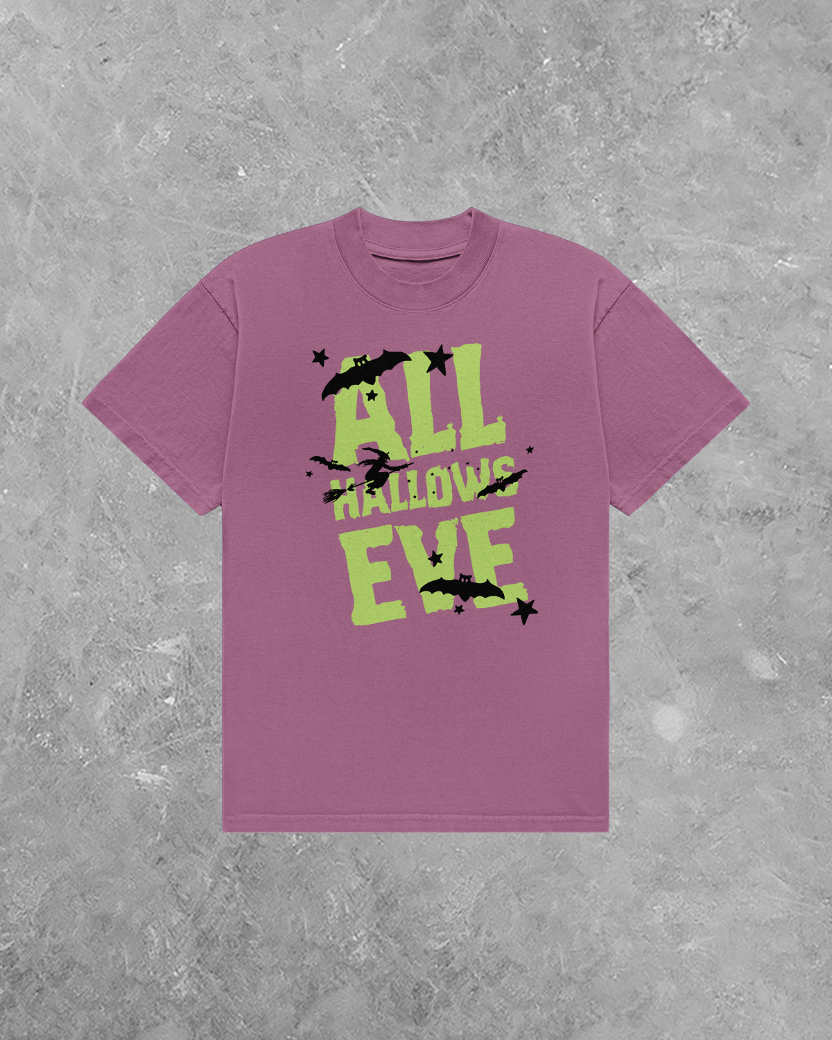 All Hallows Eve, Bats & Witches Halloween AA Boxy Cotton TShirt