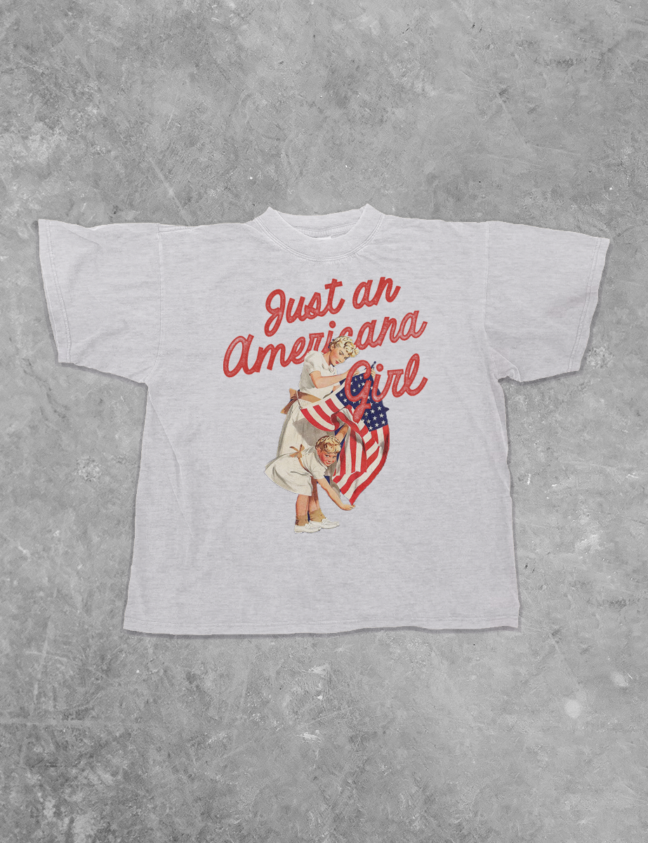 Underground Original Design: Just An Americana Girl, Summer Boxy Cotton T-Shirt