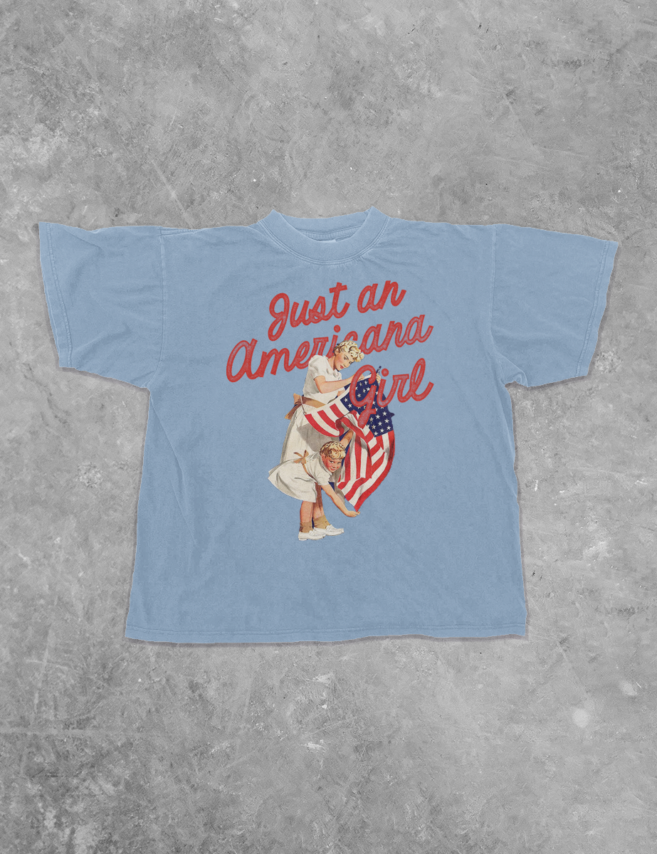 Underground Original Design: Just An Americana Girl, Summer Boxy Cotton T-Shirt