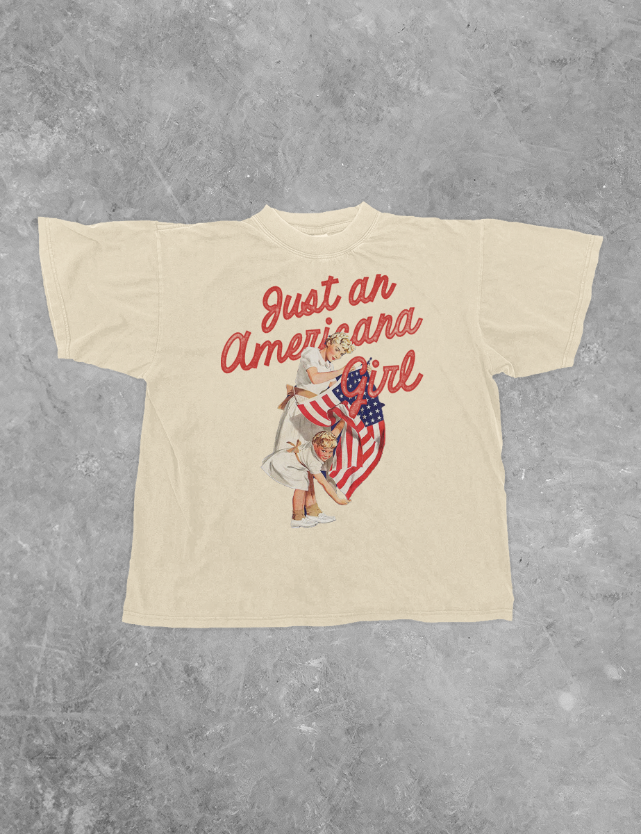 Underground Original Design: Just An Americana Girl, Summer Boxy Cotton T-Shirt