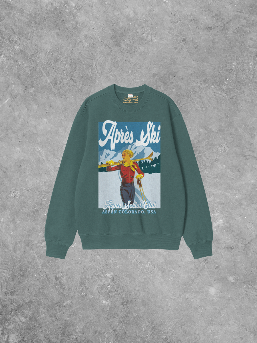 Underground Original Design: Apres Ski, Aspen Social Club Boxy Cotton 90's Sweatshirt