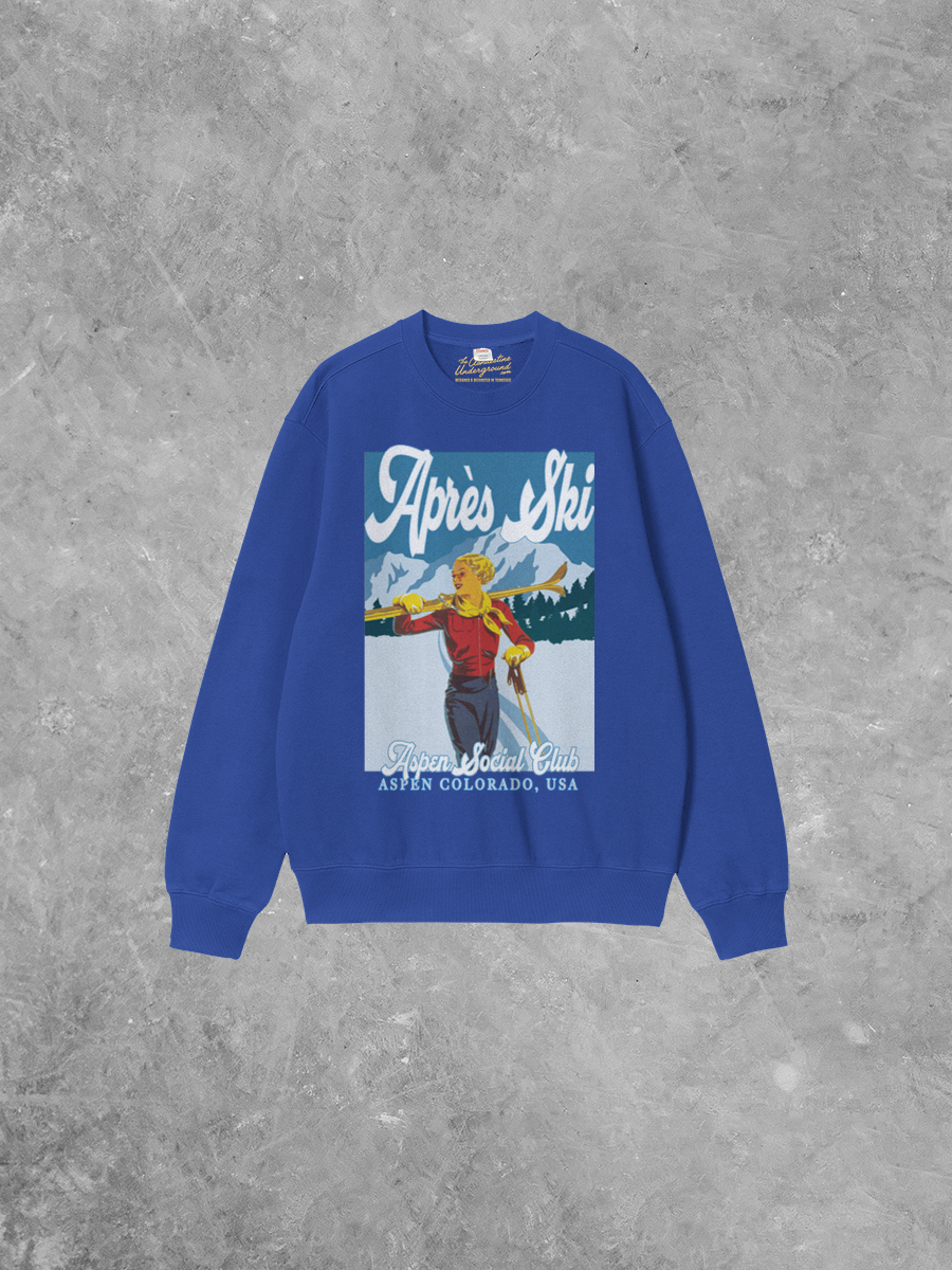 Underground Original Design: Apres Ski, Aspen Social Club Boxy Cotton 90's Sweatshirt