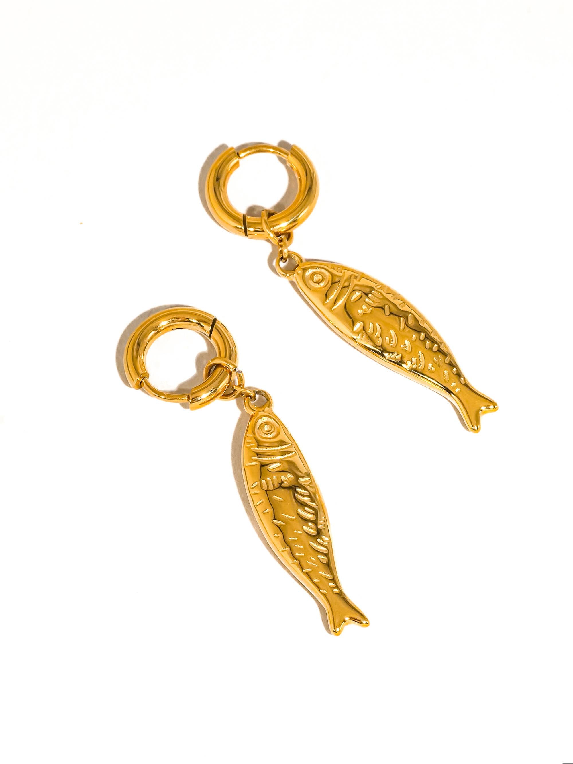 18K Gold Plated Fish Hoop Earring