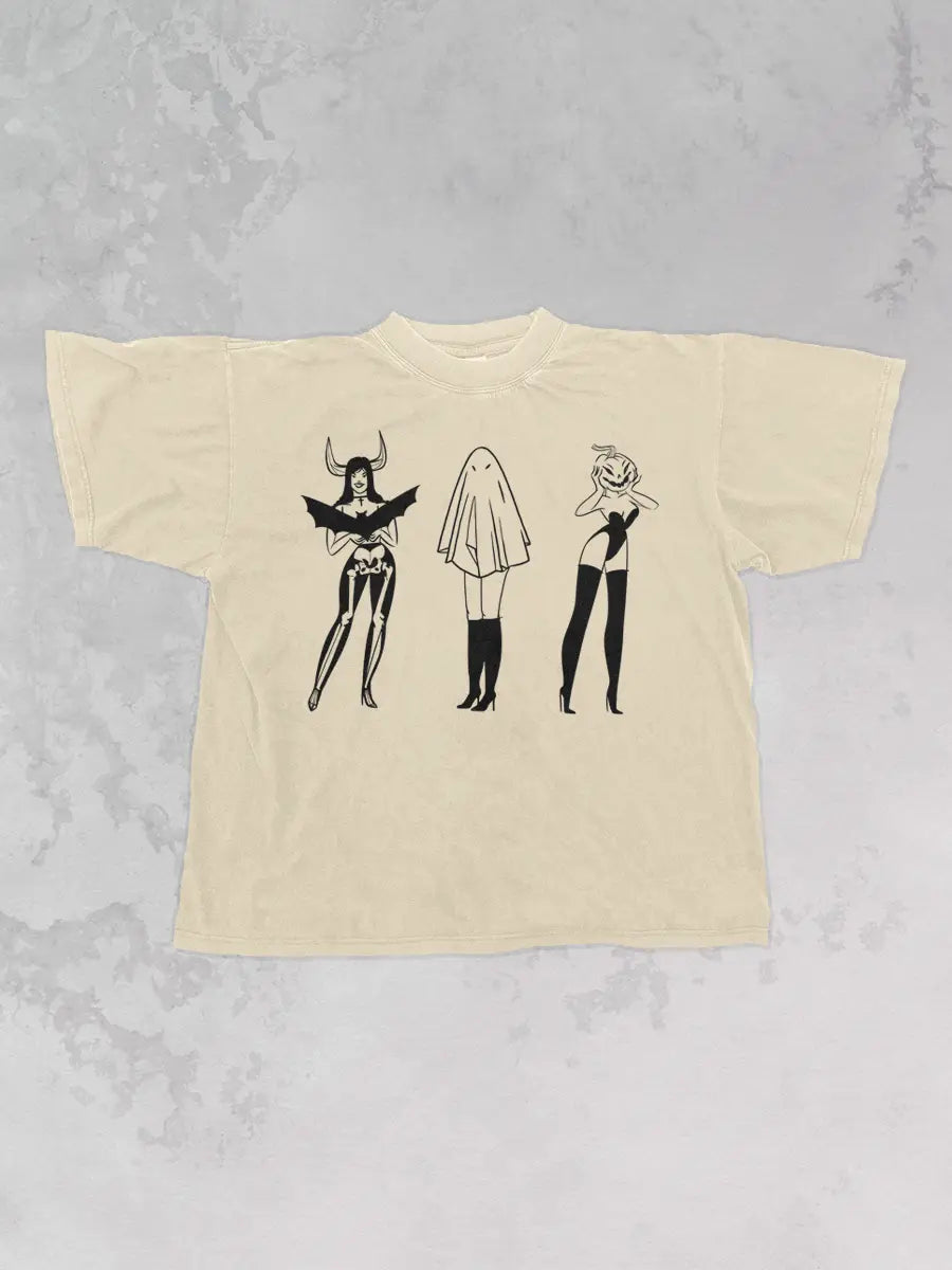 Underground Original Design: Three Ghoulish Girls, Halloween Oversized TShirt