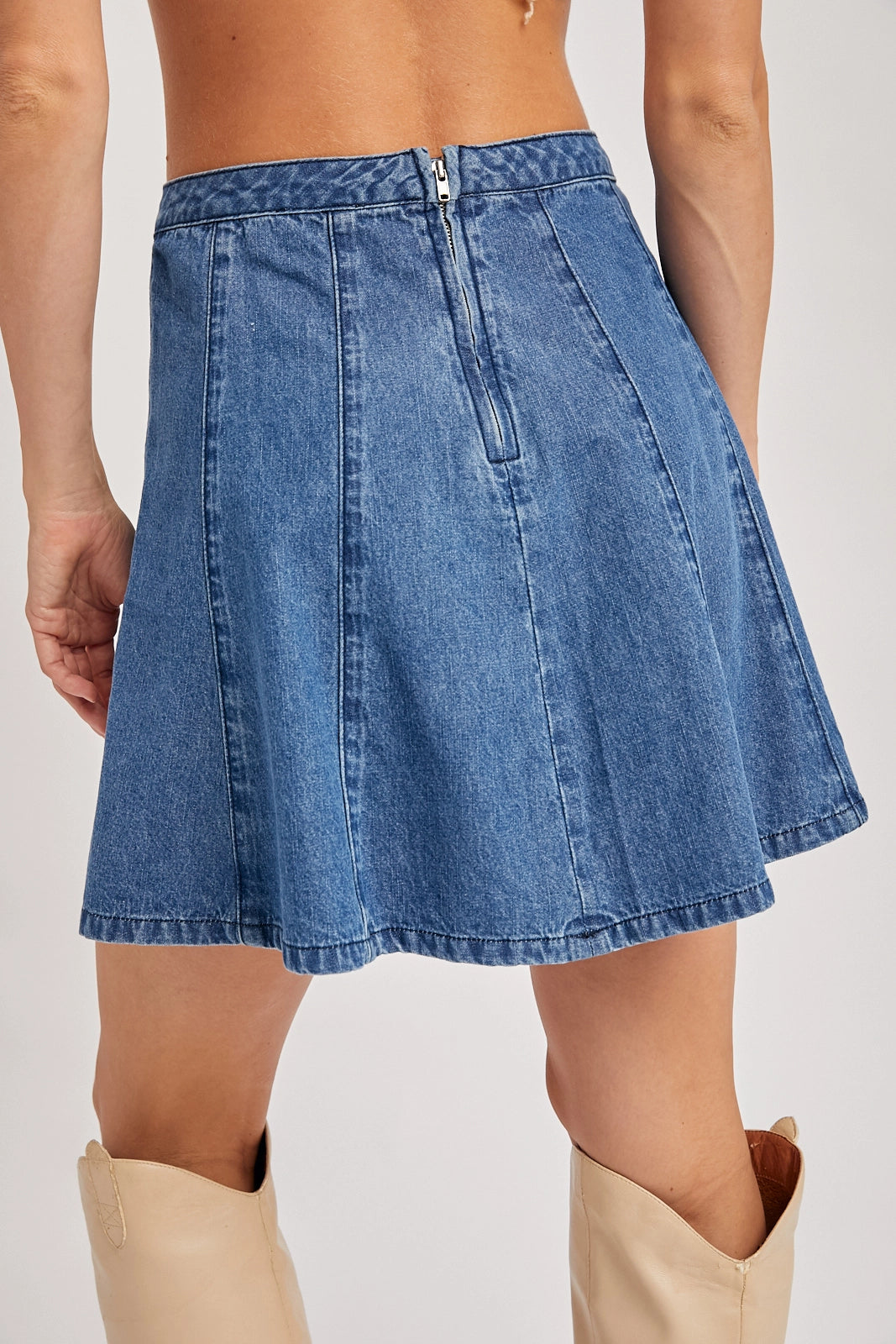 Denim Pleated Skirt