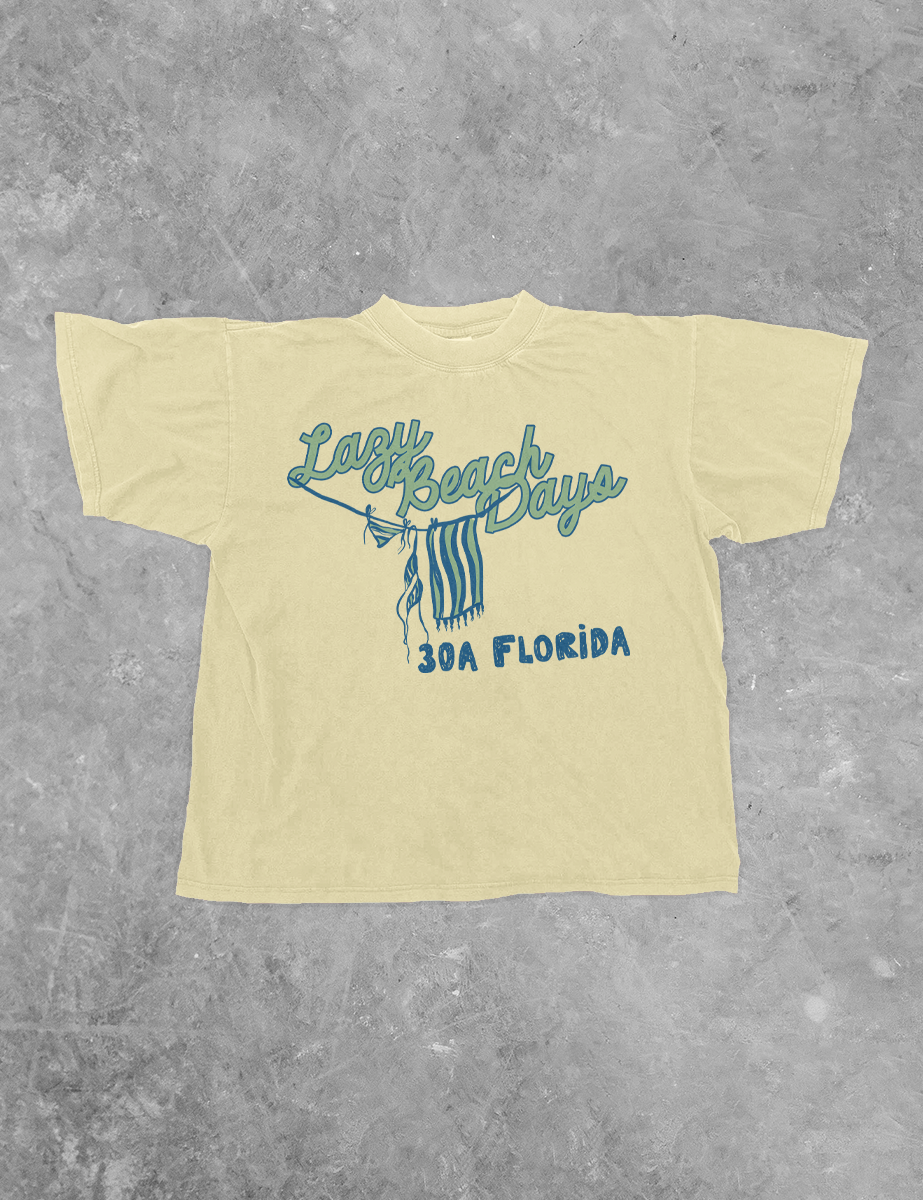 Lazy Beach Days, 30A Summer BC Boxy Cotton T-Shirt