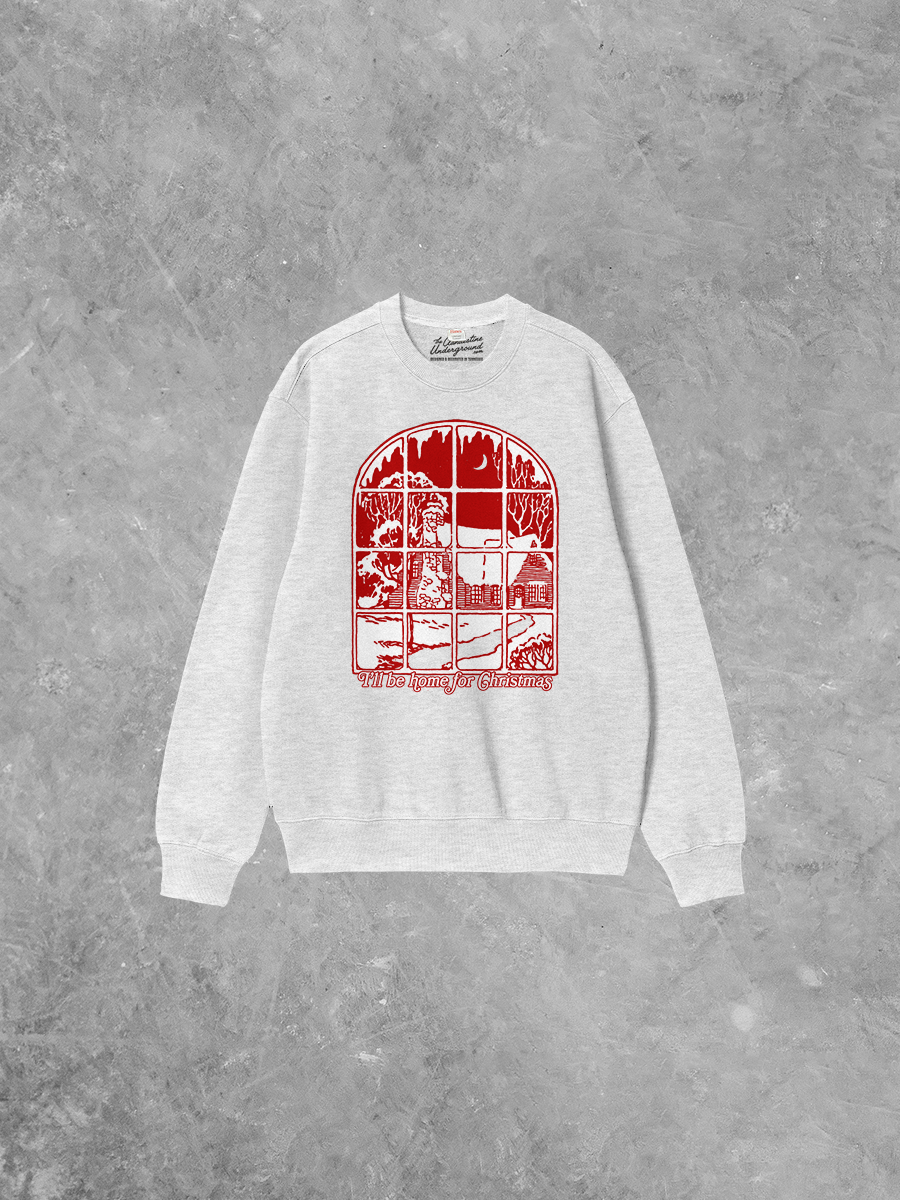 Underground Original Design: Home For Christmas, Vintage Puff Boxy Cotton Sweatshirt