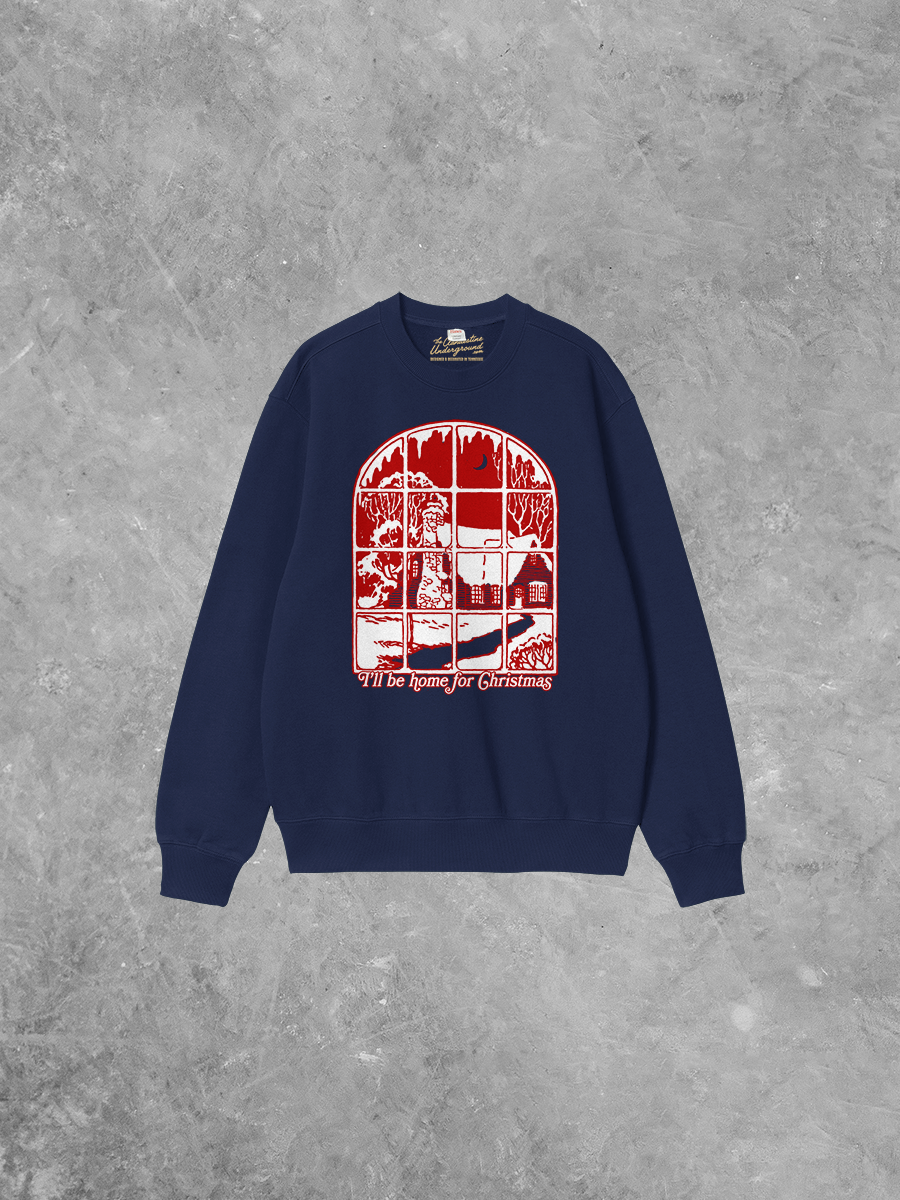 Underground Original Design: Home For Christmas, Vintage Puff Boxy Cotton Sweatshirt