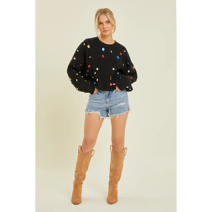 Bejeweled Cozy Knit Sweater