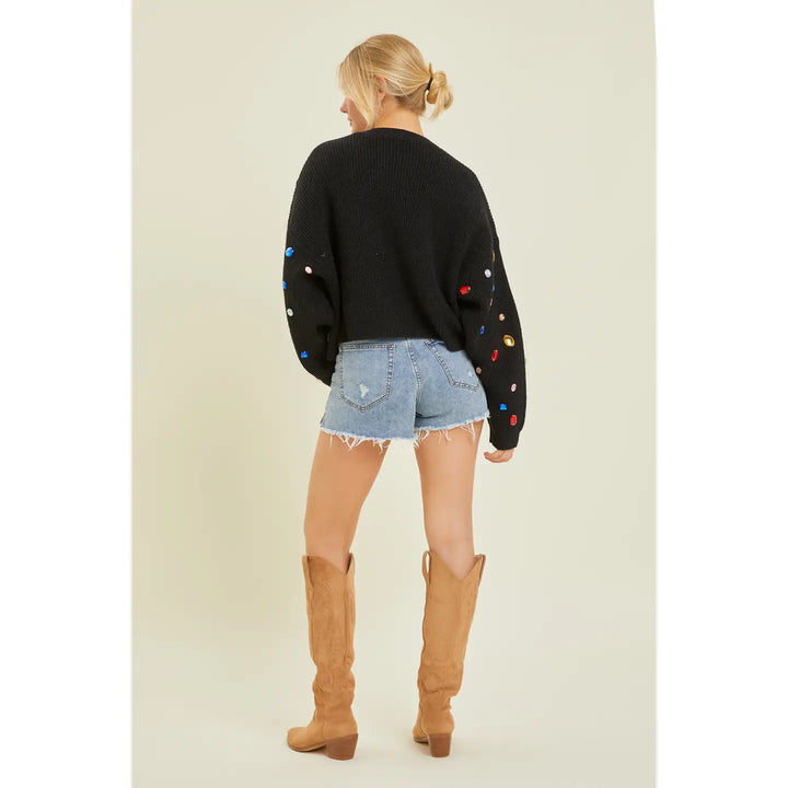 Bejeweled Cozy Knit Sweater