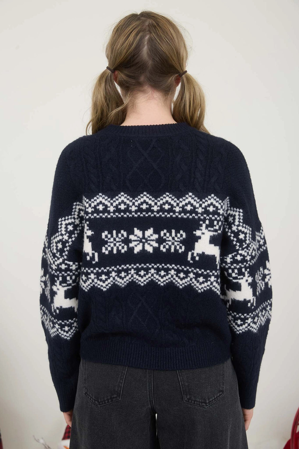 Snowflake Deer Cable Knit Sweater