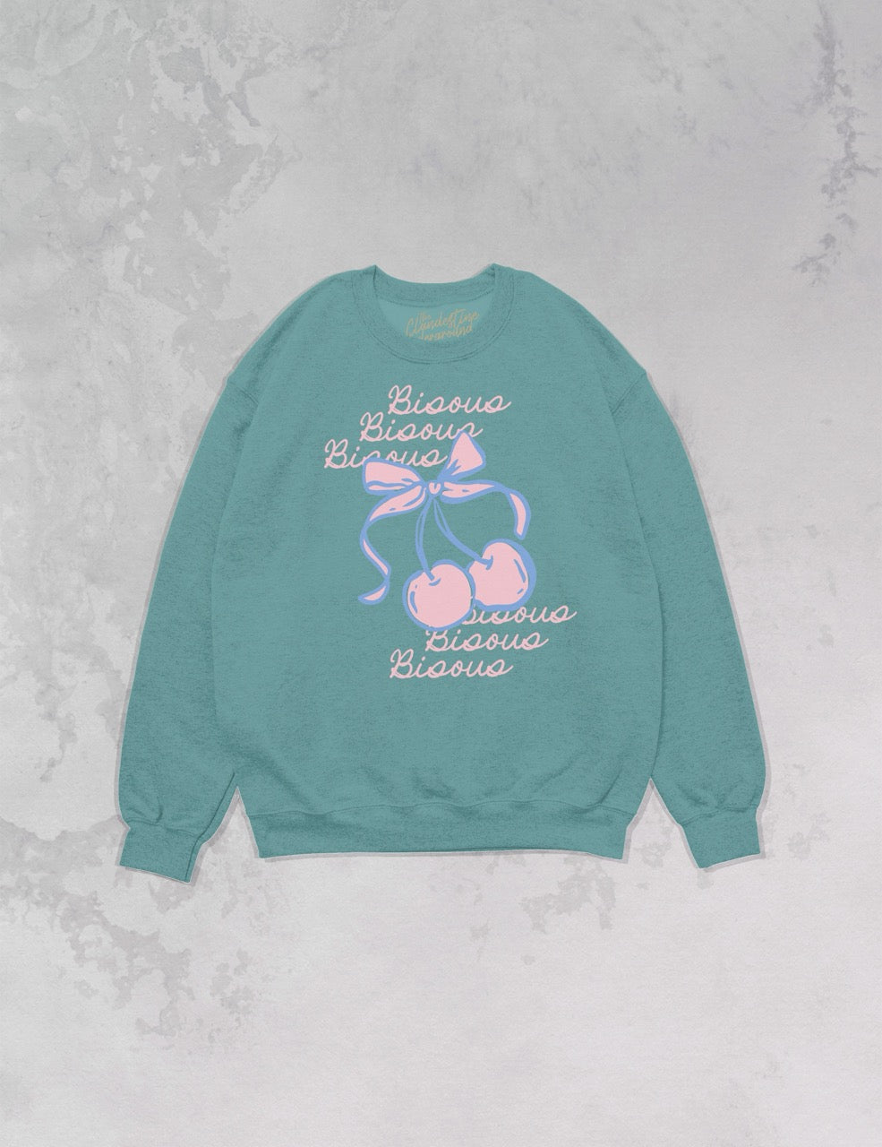 Bisous Bisous, Cherries Recycled American Apparel Sweatshirt