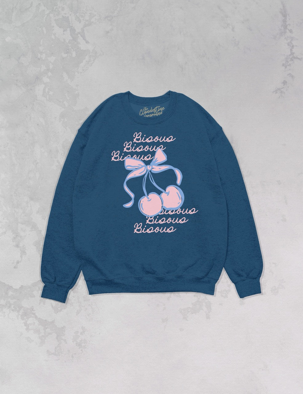 Bisous Bisous, Cherries Recycled American Apparel Sweatshirt