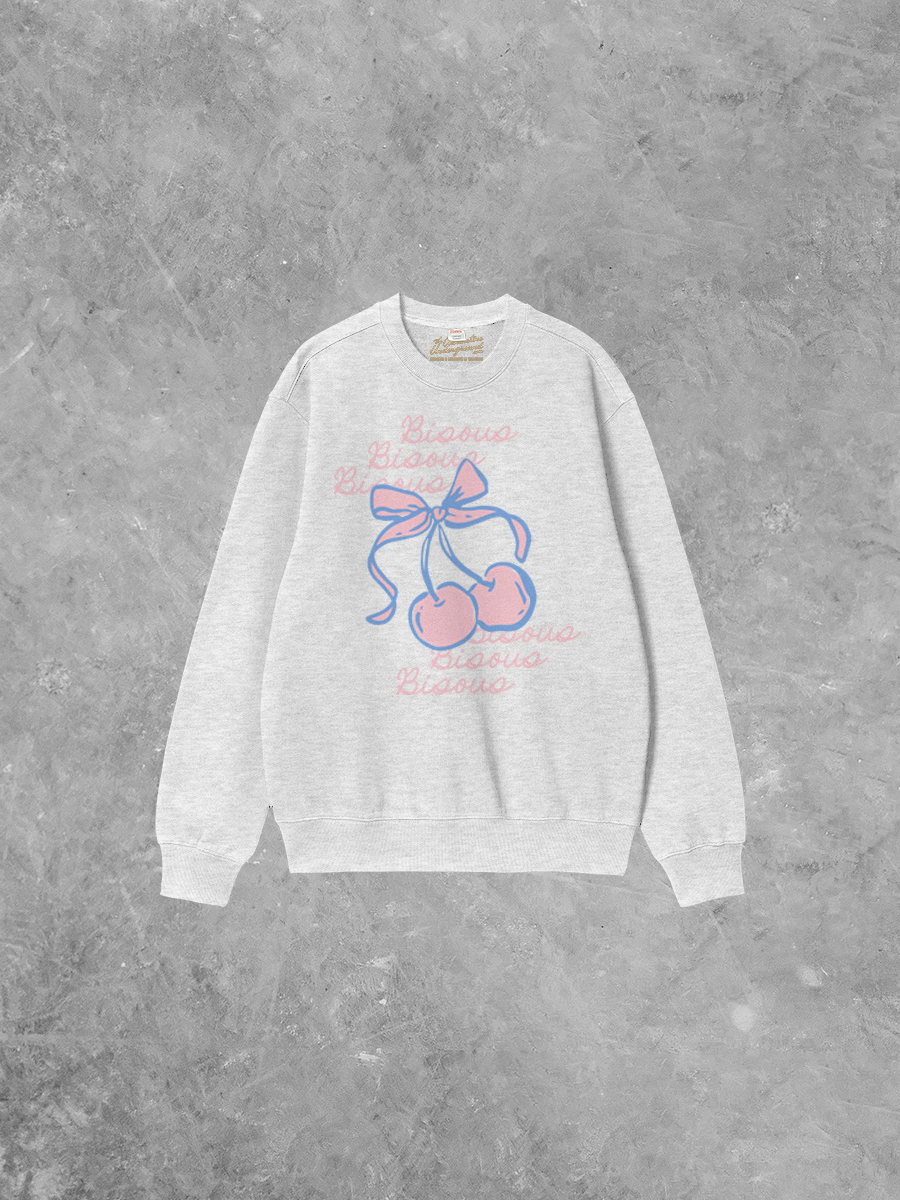 Underground Original Design: Bisous Bisous, Cherries Boxy Cotton Sweatshirt