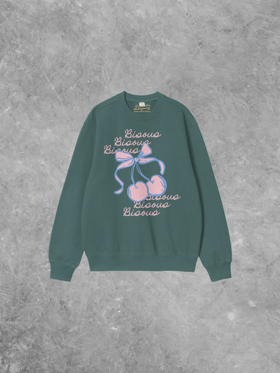 Underground Original Design: Bisous Bisous, Cherries Boxy Cotton Sweatshirt