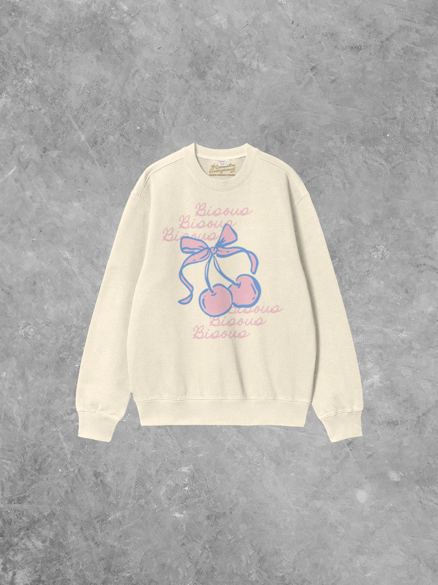 Underground Original Design: Bisous Bisous, Cherries Boxy Cotton Sweatshirt
